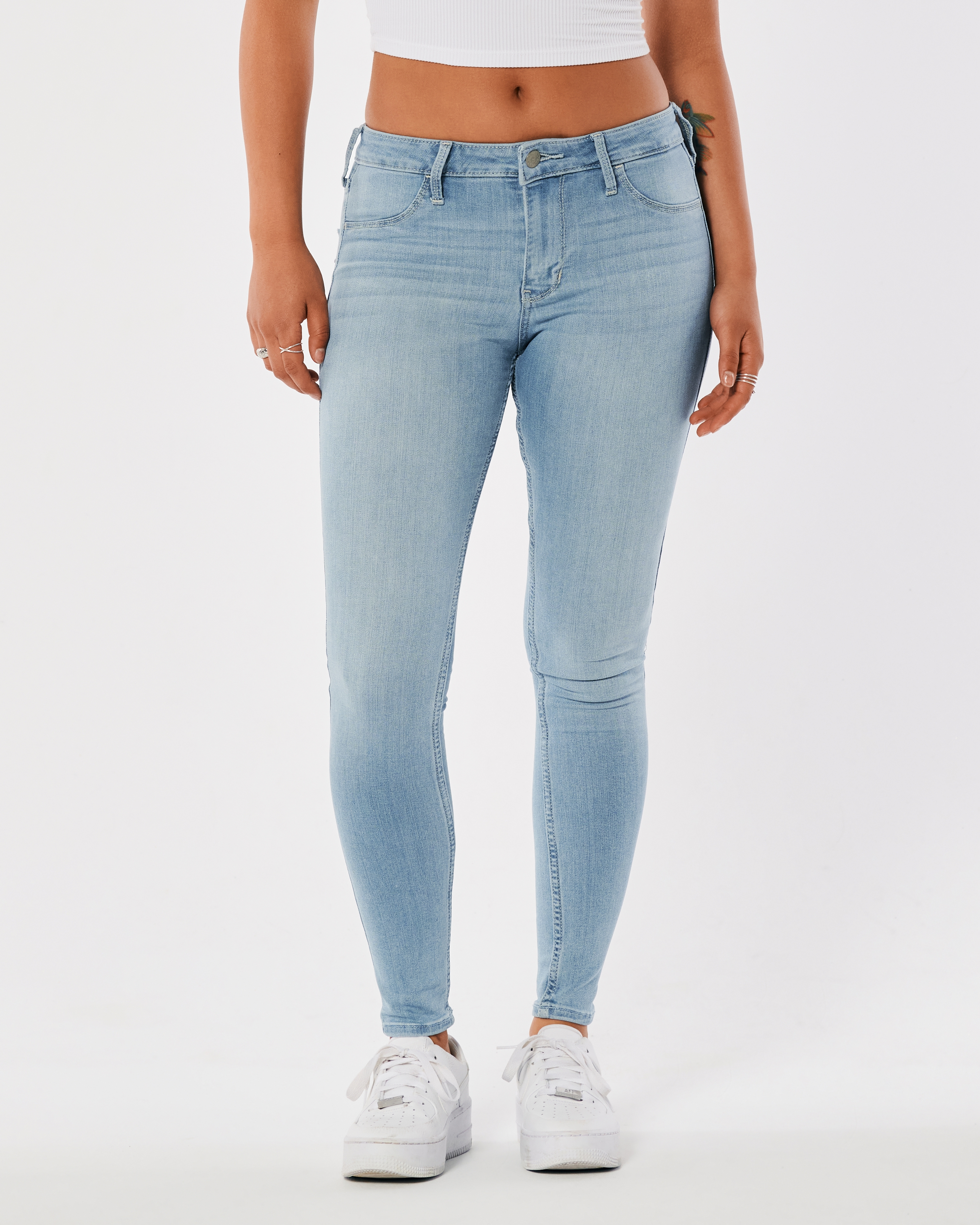 Hollister Mid-Rise Ripped Medium Wash Jean Leggings