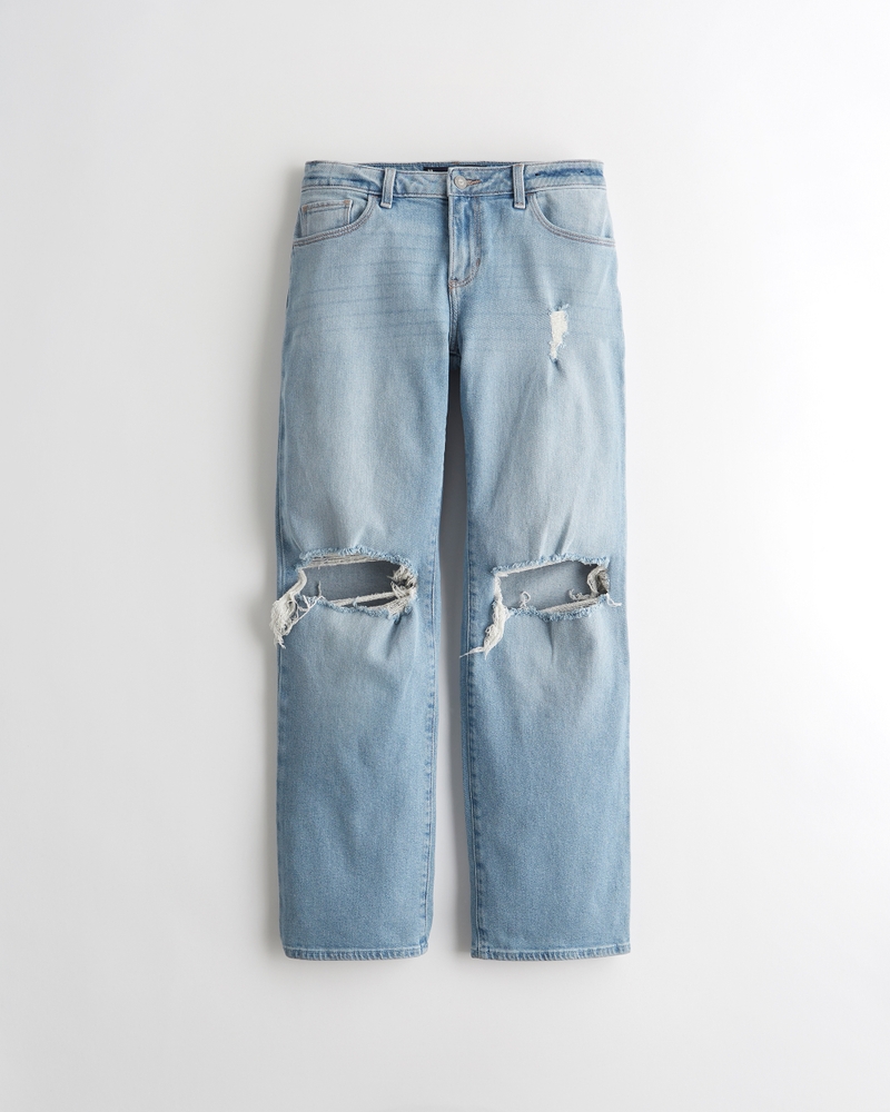 Women's LowRise Ripped Light Wash Dad Jeans Women's Sale