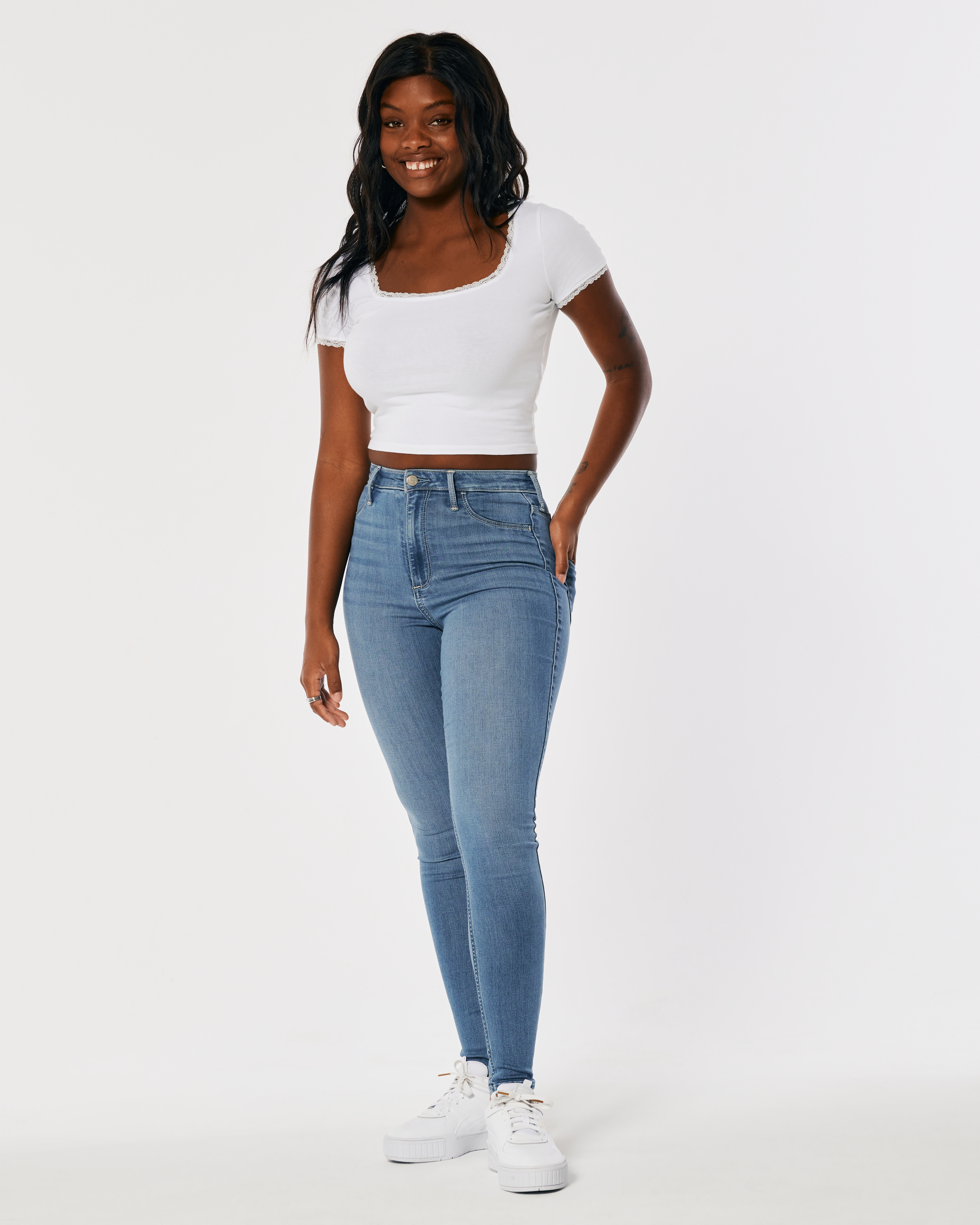 Curvy Ultra High-Rise Light Wash Jean Leggings