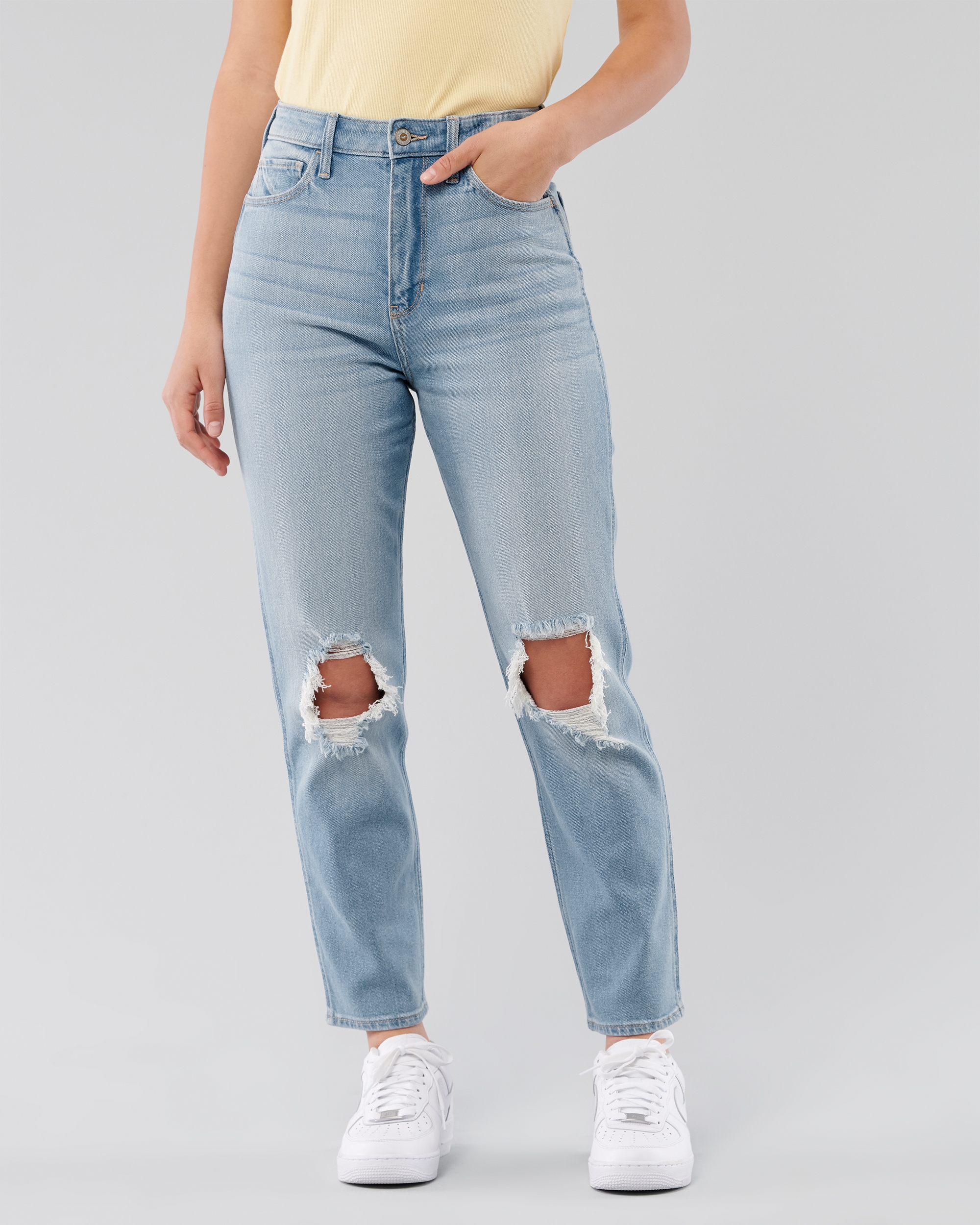 ripped boyfriend jeans hollister