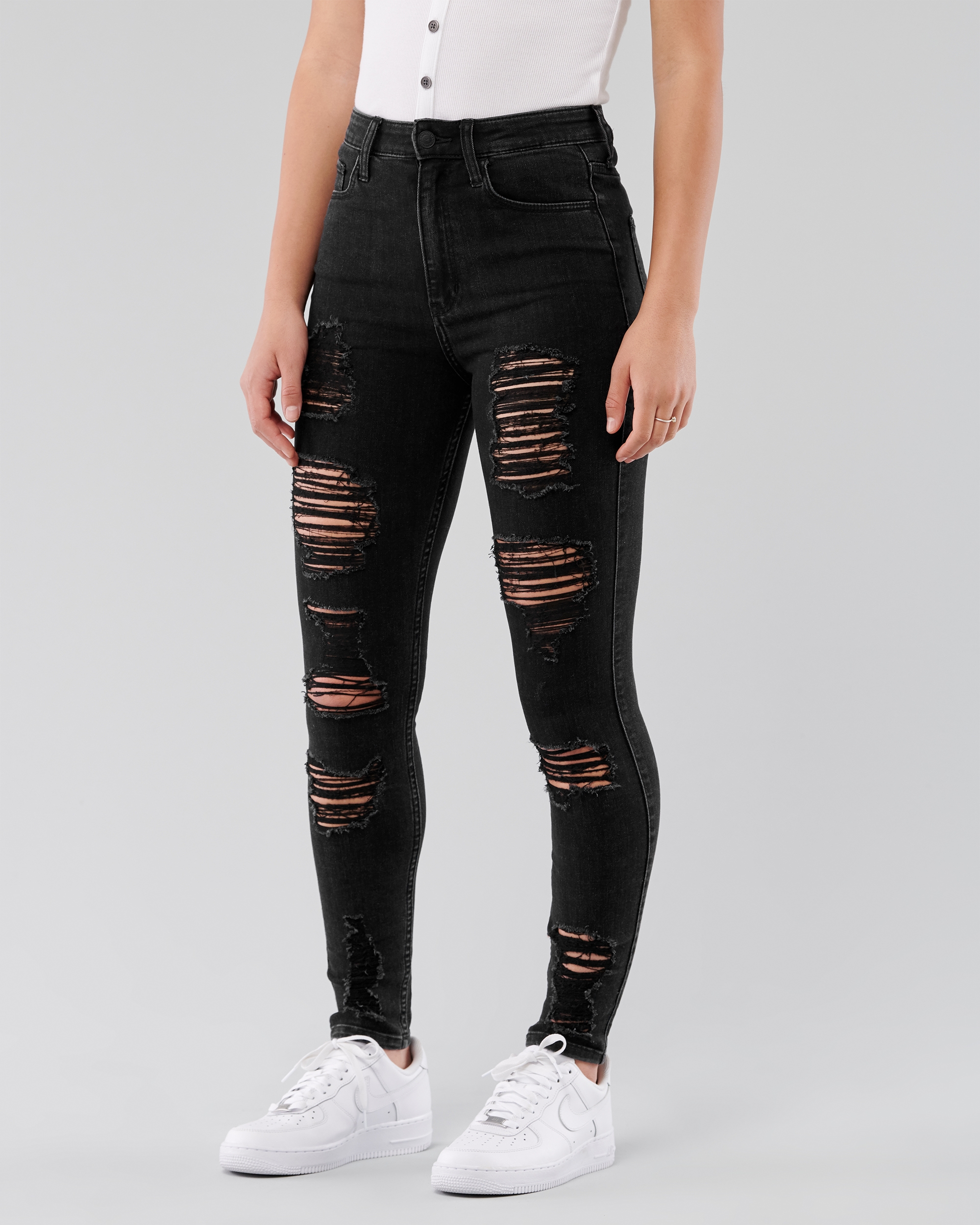 black ripped jeans from hollister