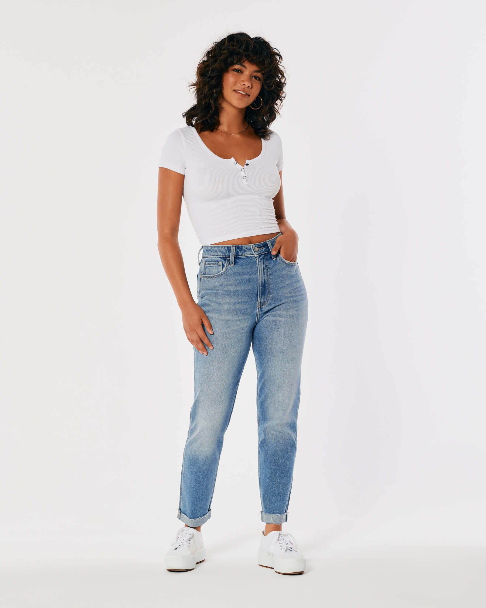 Women's Ultra High-Rise Medium Wash Mom Jeans, Women's Sale