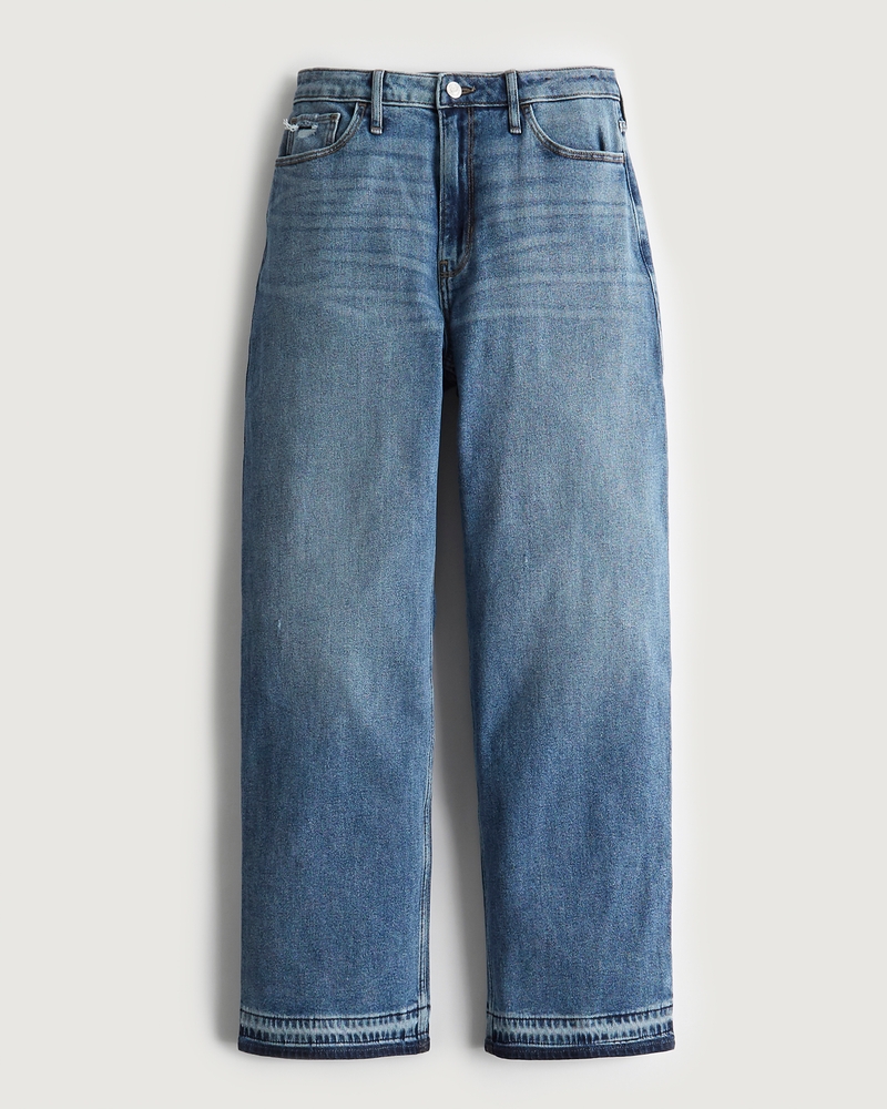 Hollister Denim Ultra High-rise Dad Jeans in Blue Rinse Blue Womens Clothing Jeans Straight-leg jeans 