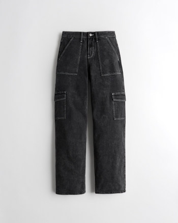 Women s High Rise Black Utility Baggy Jeans Women s Clearance