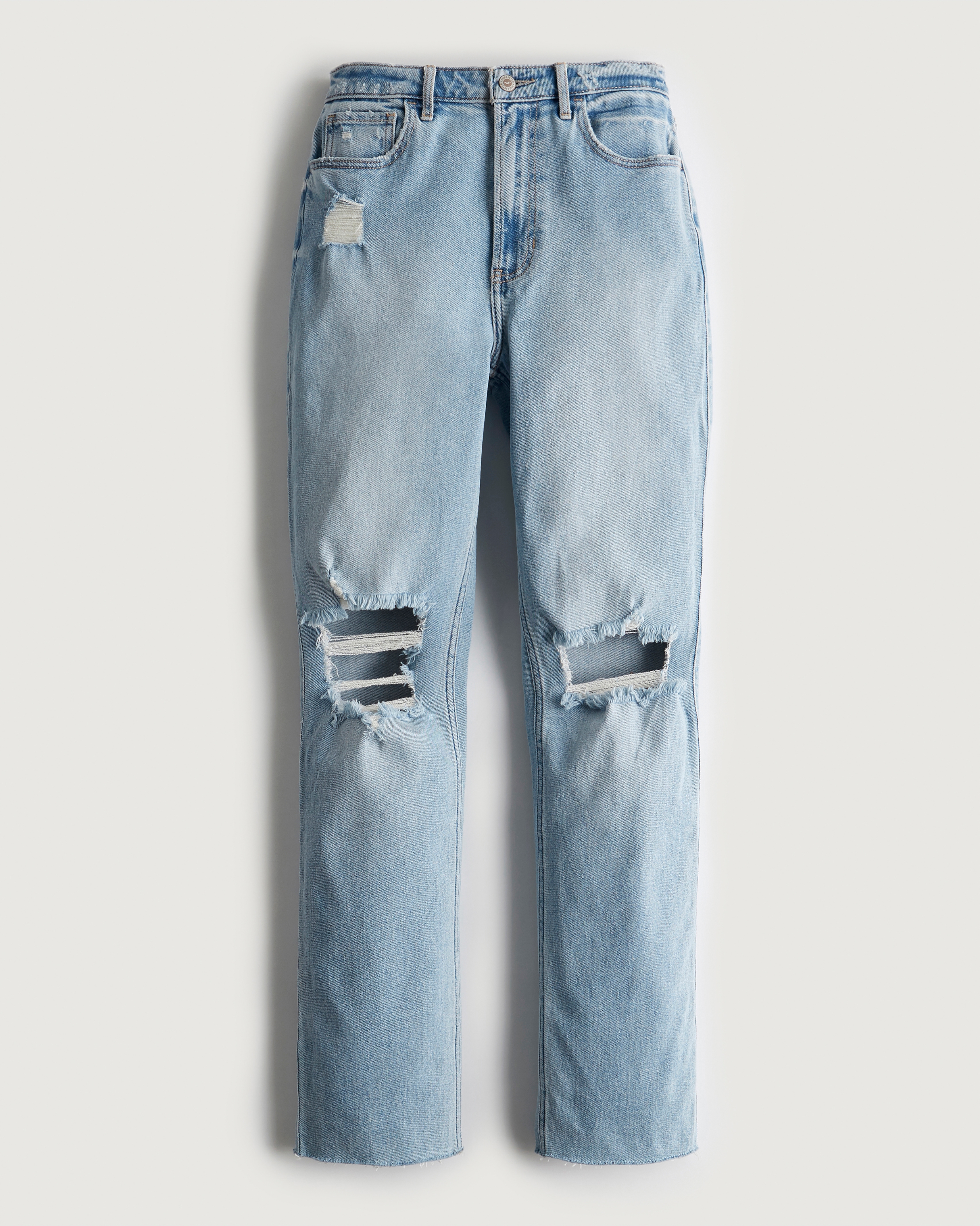 Hollister Low-Rise Ripped Light Wash 90s Straight Jeans