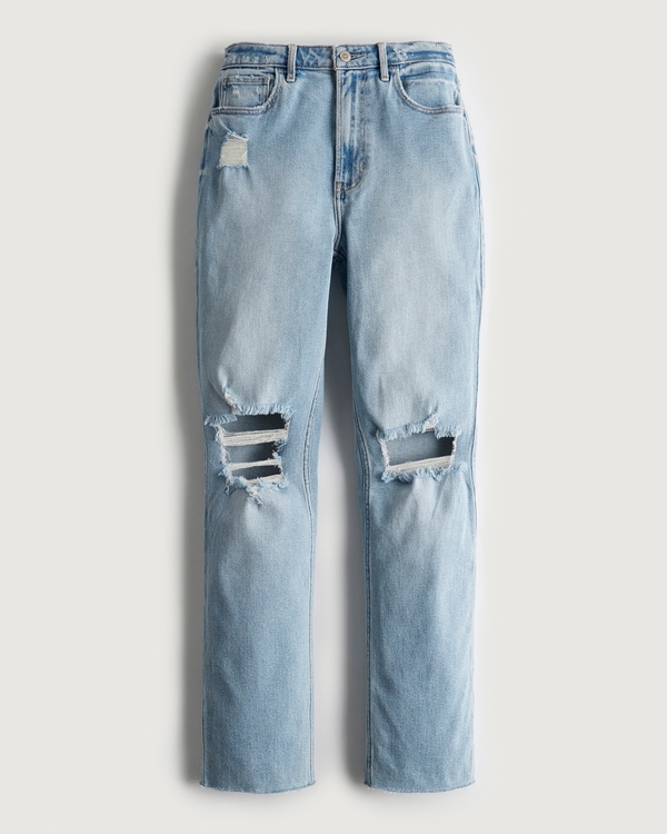 Women's Ultra High-Rise Ripped Light Wash 90s Straight Jeans | Women's  Clearance 
