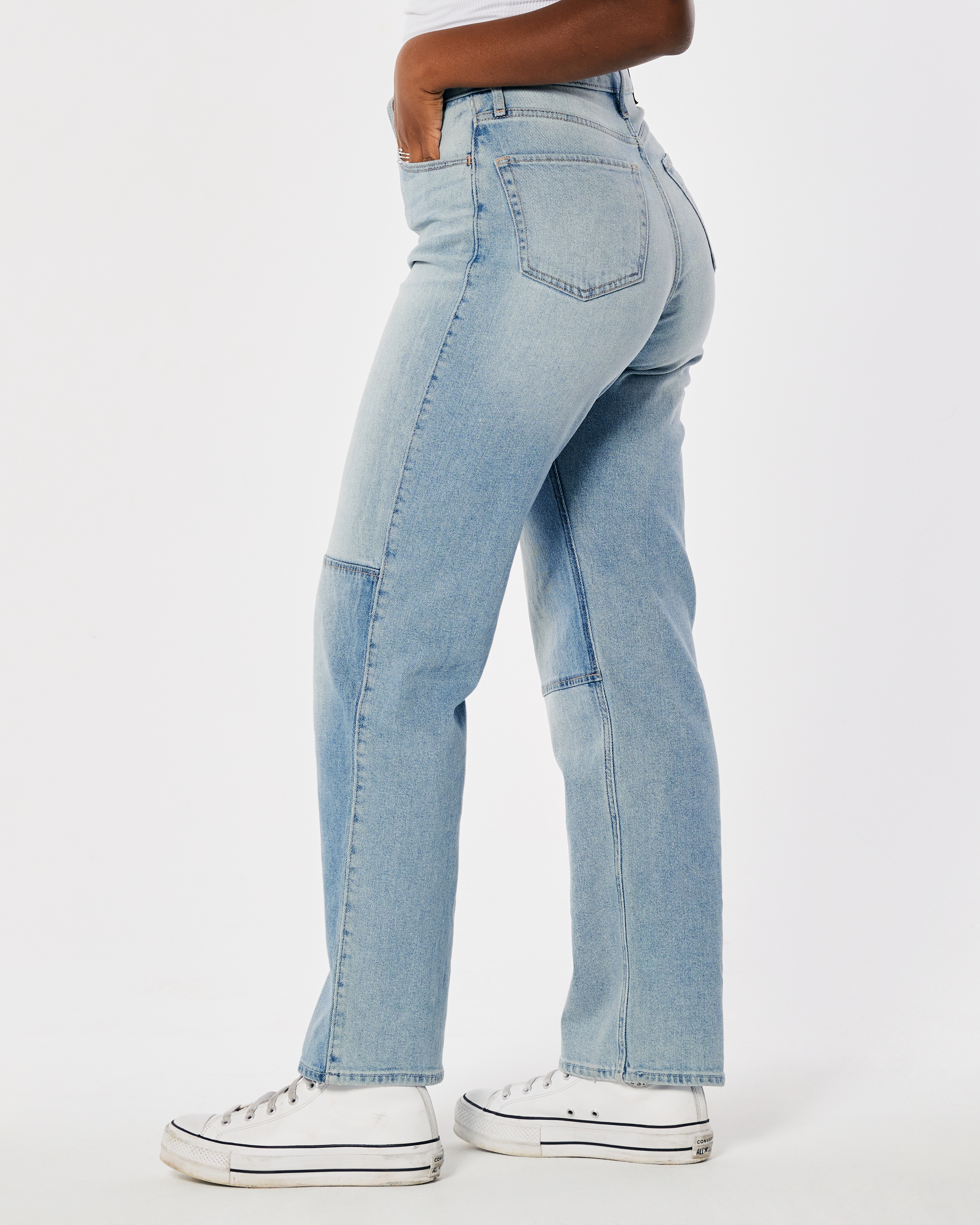 Curvy Ultra High-Rise Light Wash Patch Dad Jeans