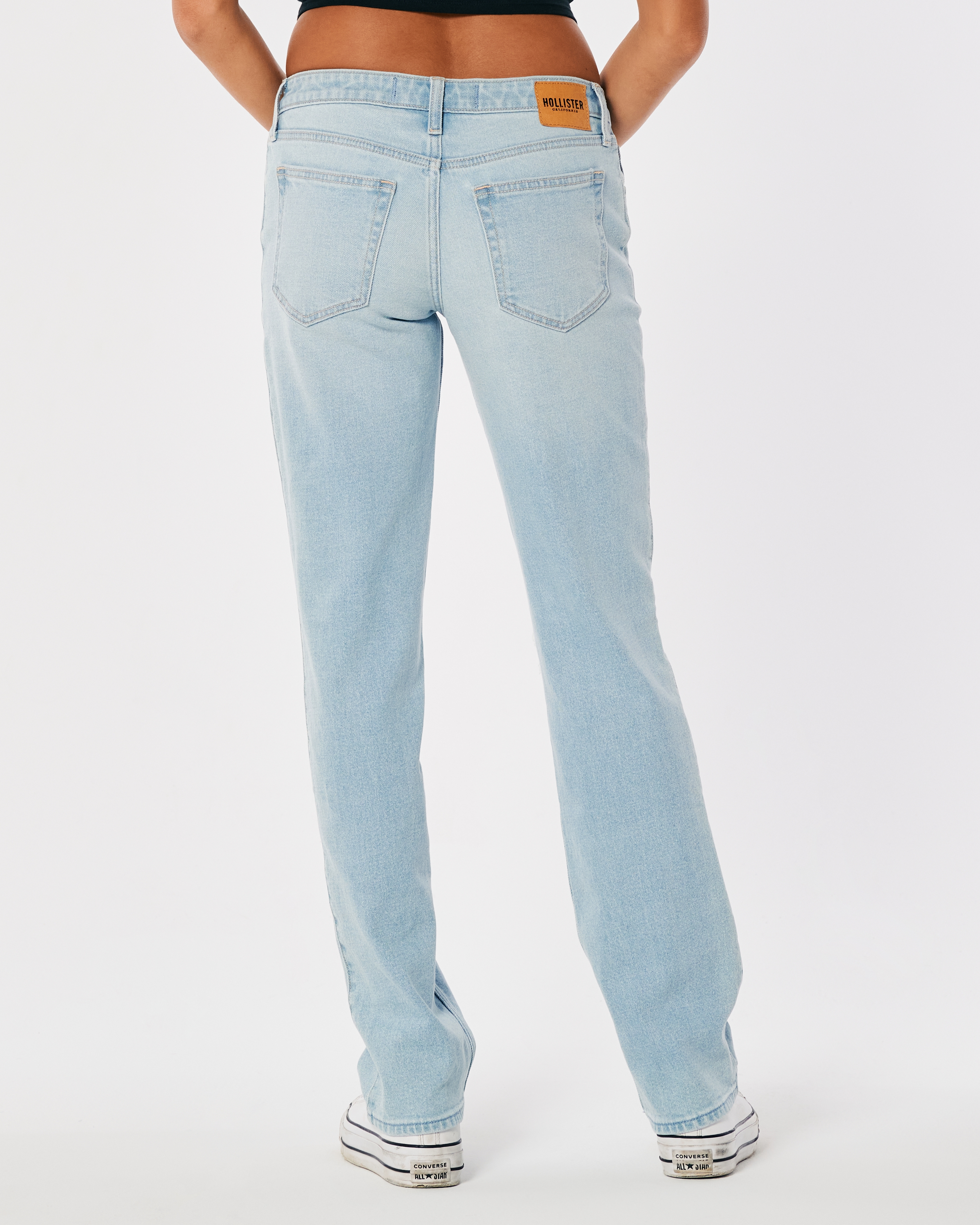 Hollister Low-Rise Ripped Medium Wash 90s Straight Jeans