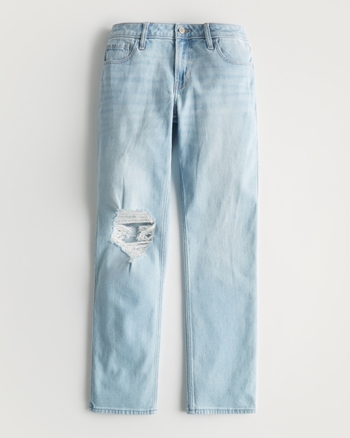 Hollister Boyfriend Patchwork Jeans In Light Wash Blue for Women