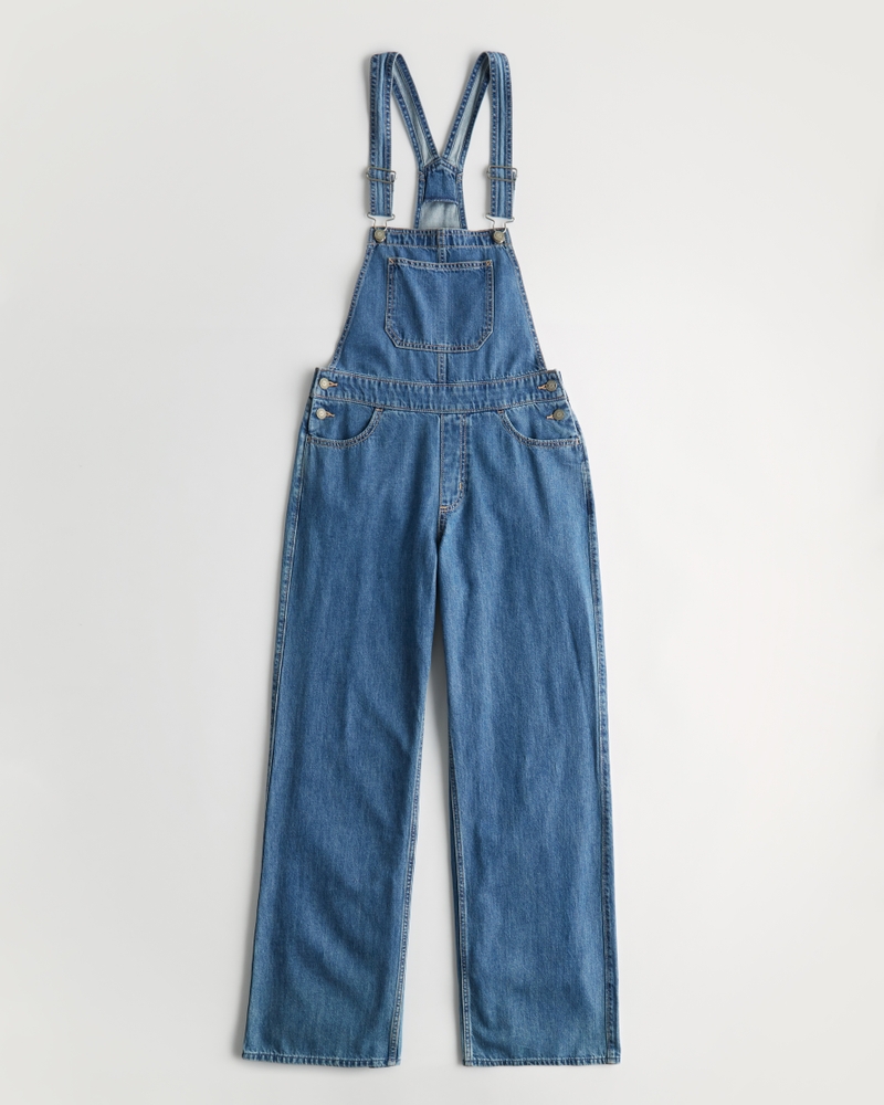 Women's Lightweight Medium Wash Baggy Overalls Women's Bottoms
