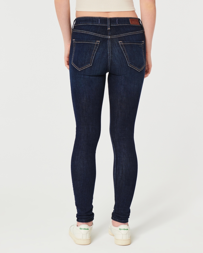 Women's High-Rise Ripped Medium Wash Super Skinny Jeans