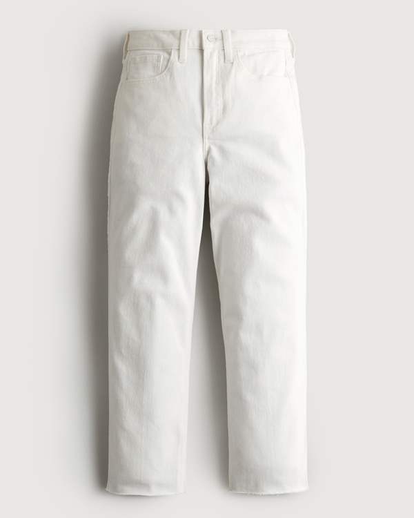 Girls Ultra High-Rise White Vintage Straight Jeans | Girls Bottoms | HollisterCo.com