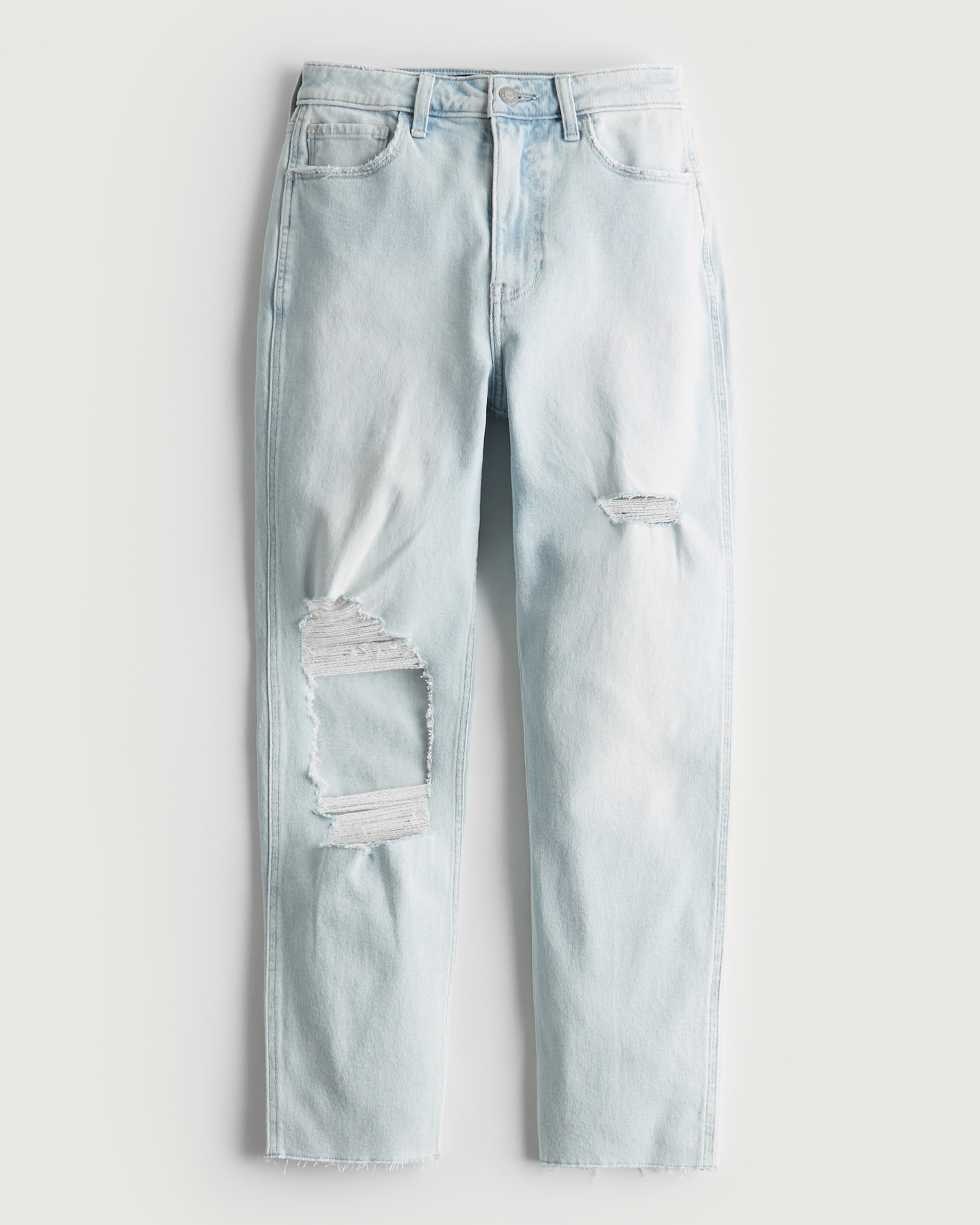 mom jeans ripped light wash