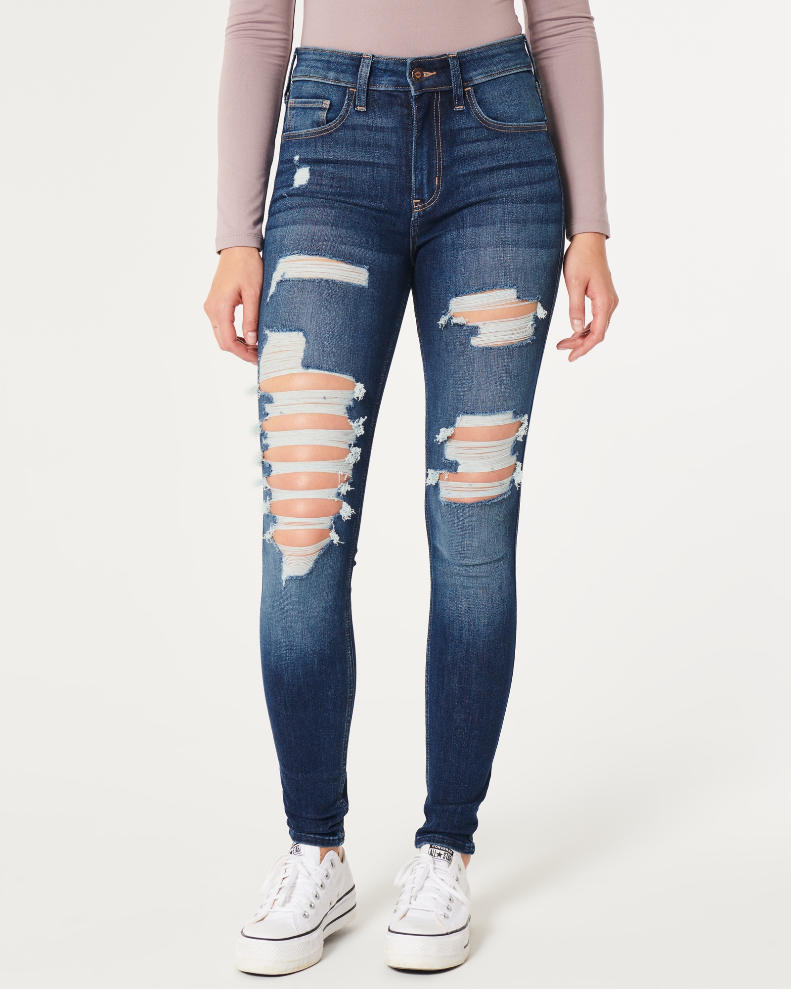 Hollister Women's Size 2 Blue Distressed Skinny Jeans – Treasures