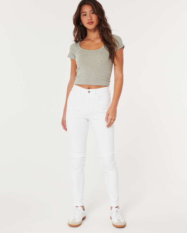 High-Rise White Super Skinny Jeans, White