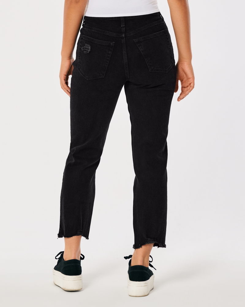 Hollister Ultra High-Rise Ripped Black Vintage Ankle Straight Jeans