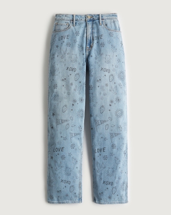 Women's Ultra High-Rise Medium Wash Doodle Dad Jeans | Women's Sale | HollisterCo.com