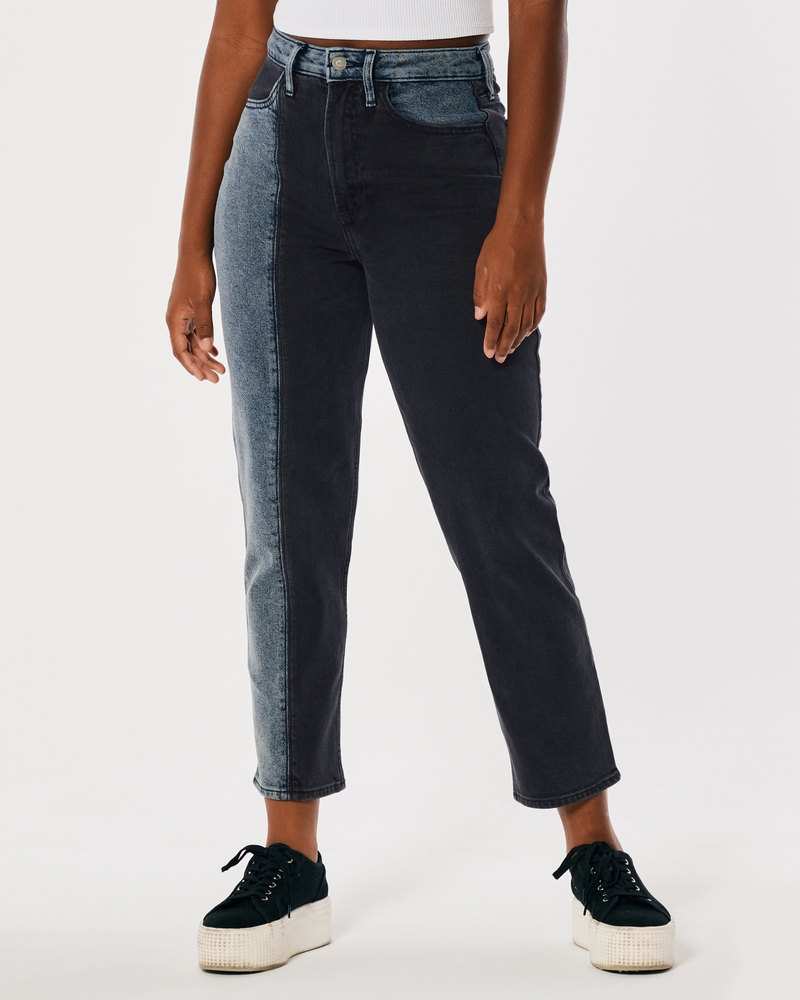 Curvy Ultra High-Rise Two-Tone Vintage Ankle Straight Jeans