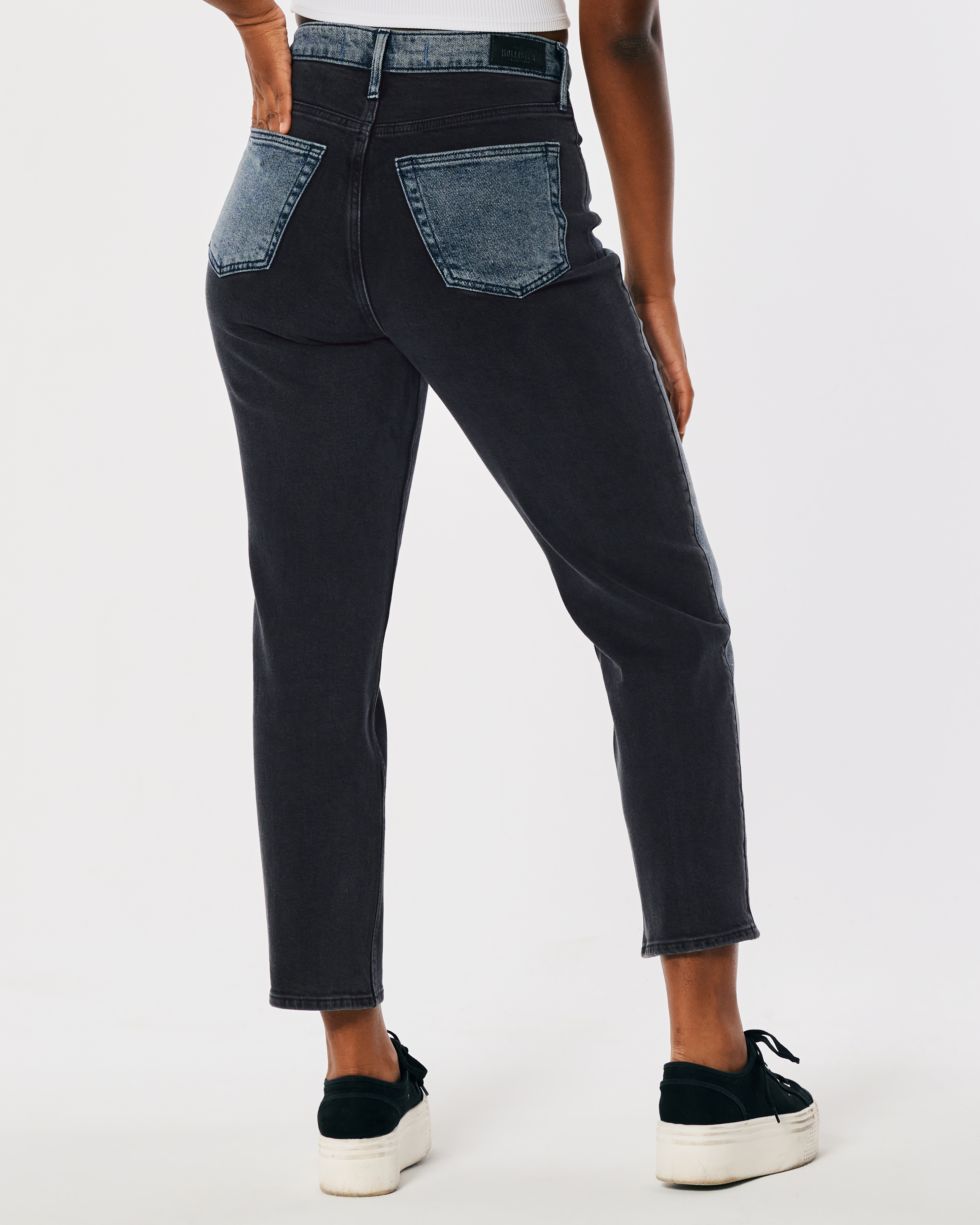 Curvy Ultra High-Rise Two-Tone Vintage Ankle Straight Jeans