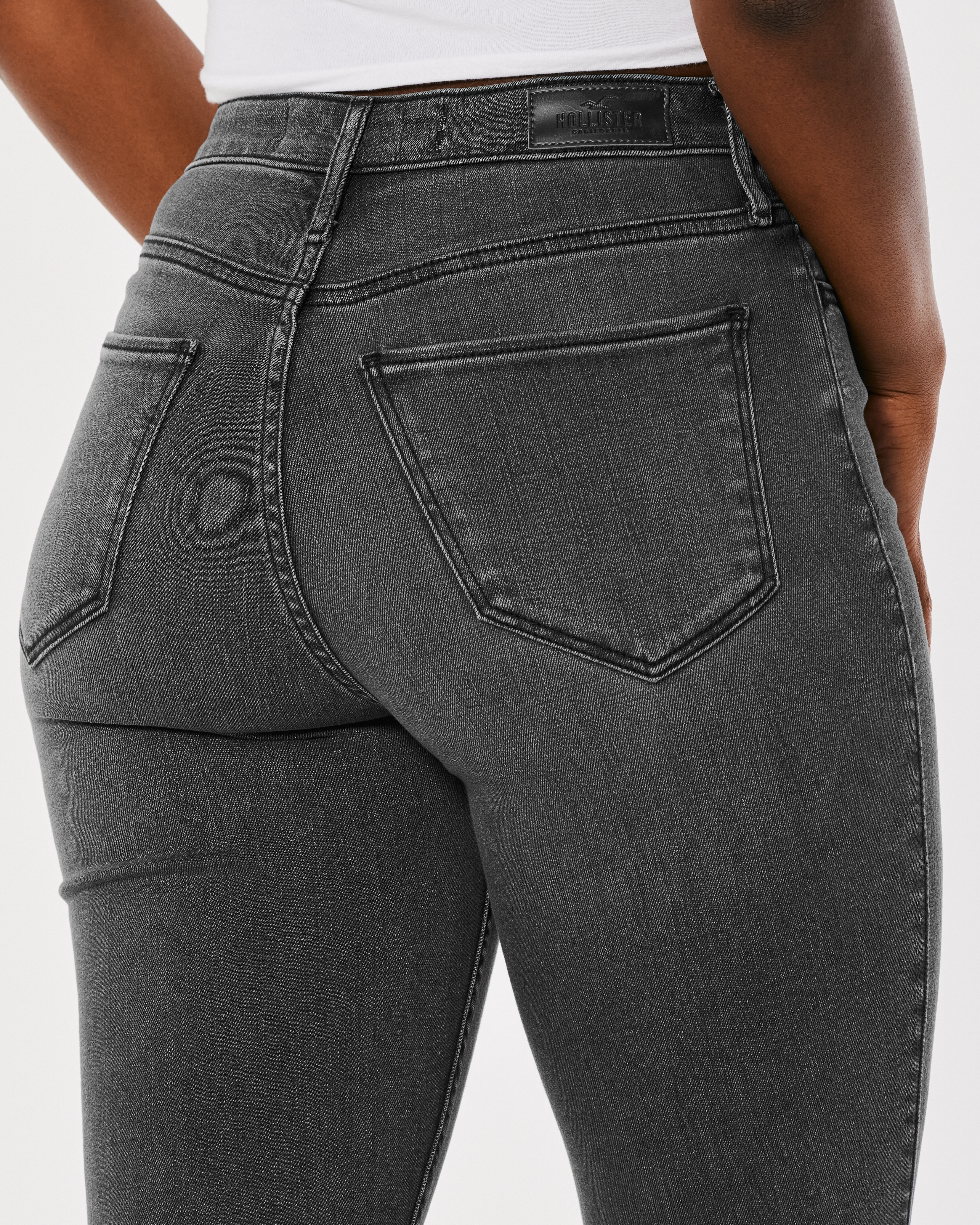 Curvy High-Rise Faded Black Flare Jeans