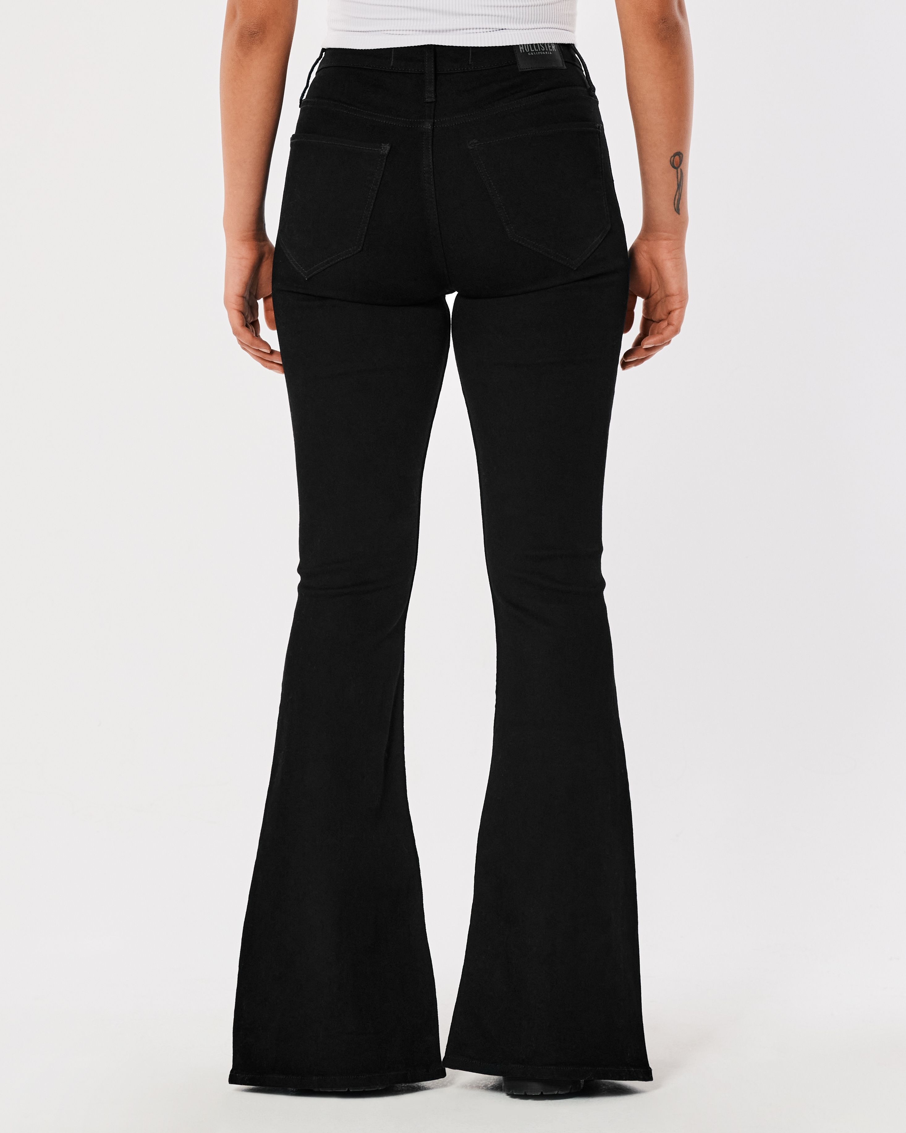 High-Rise Black Split Hem Vintage Flare Jeans