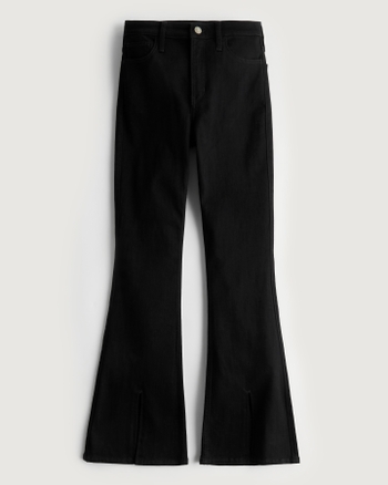 Women's High-Rise Black Split Hem Vintage Flare Jeans, Women's Clearance
