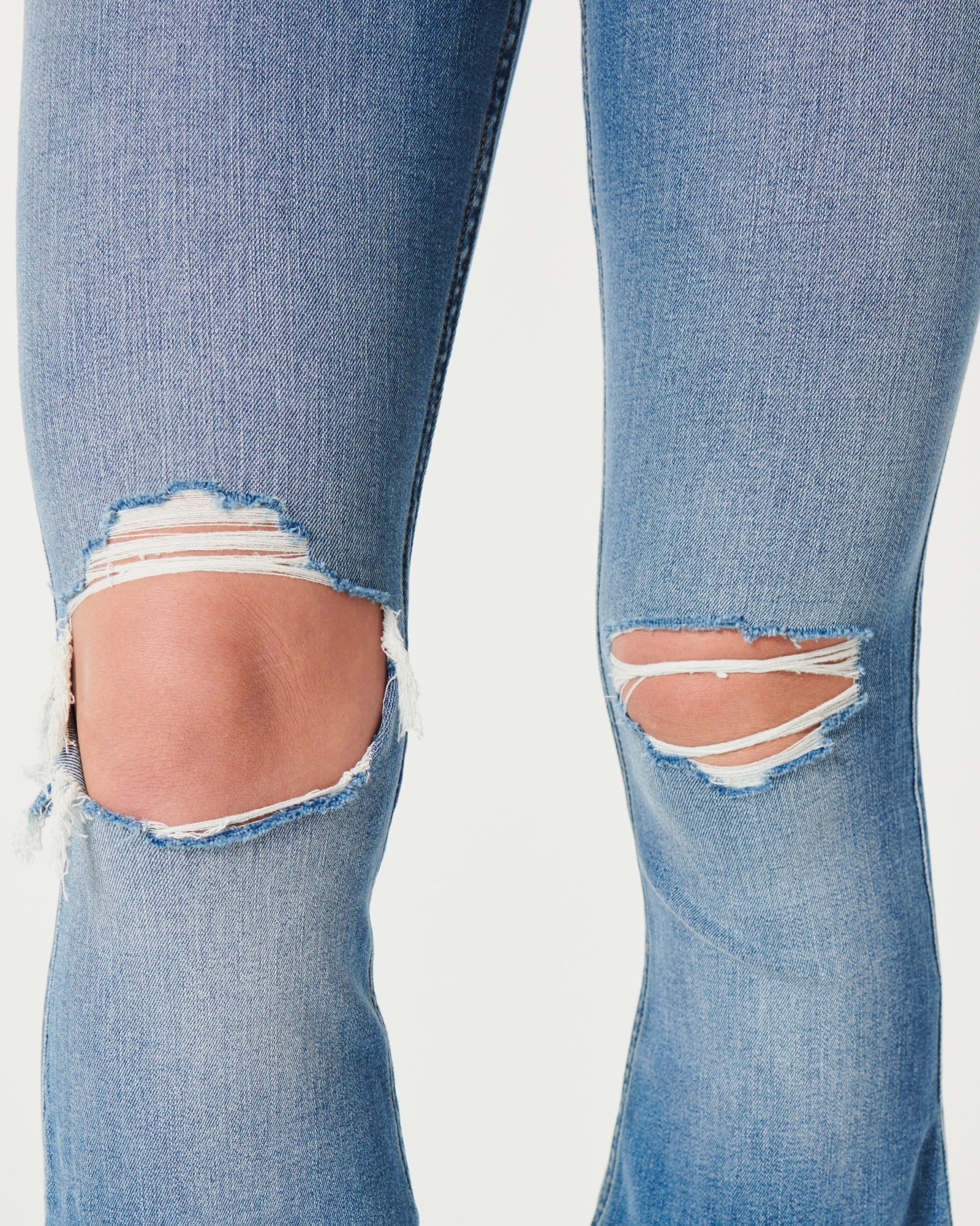 Women's High-Rise Ripped Medium Wash Flare Jeans