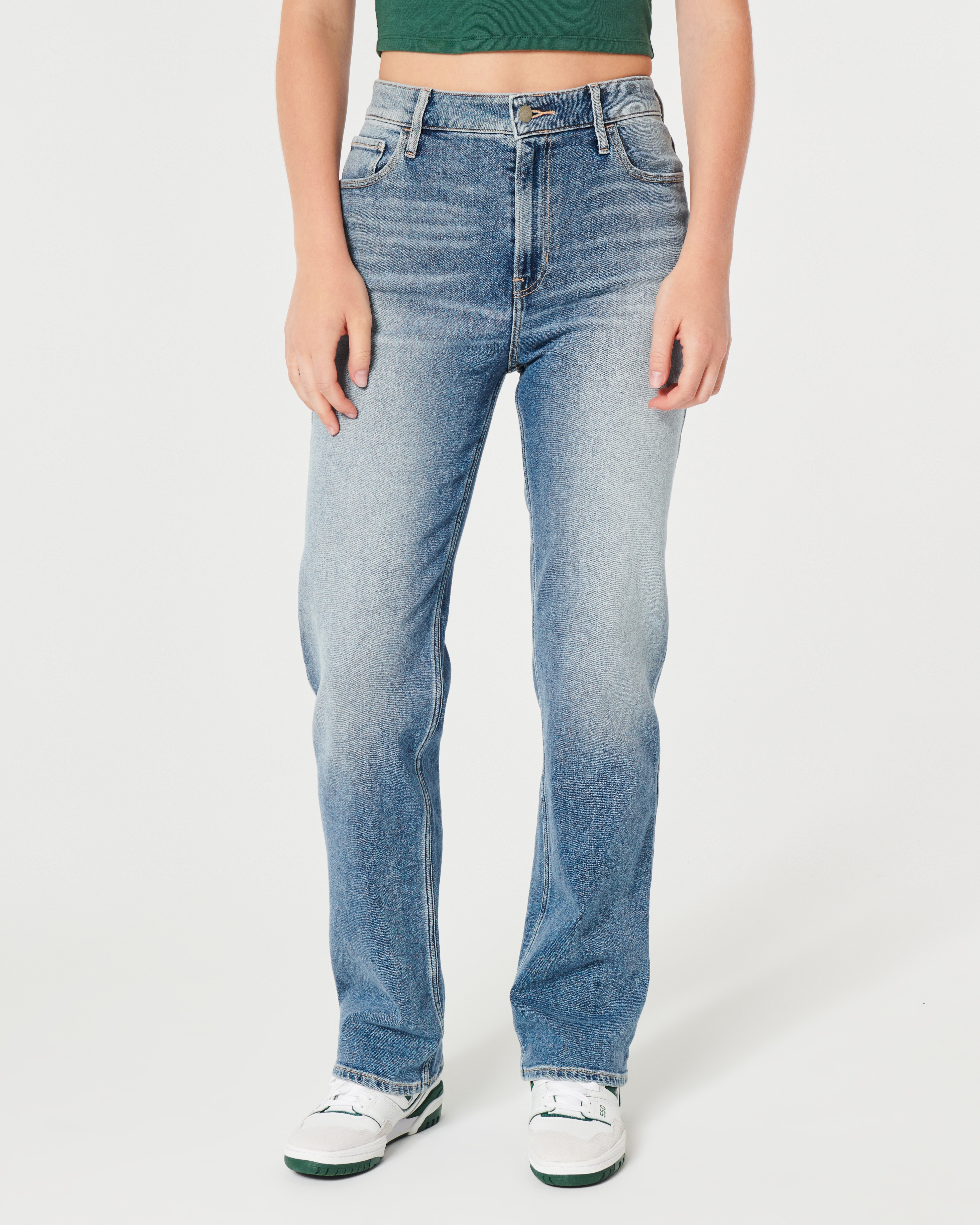 Ultra High Rise Ripped Medium Wash Dad Jeans