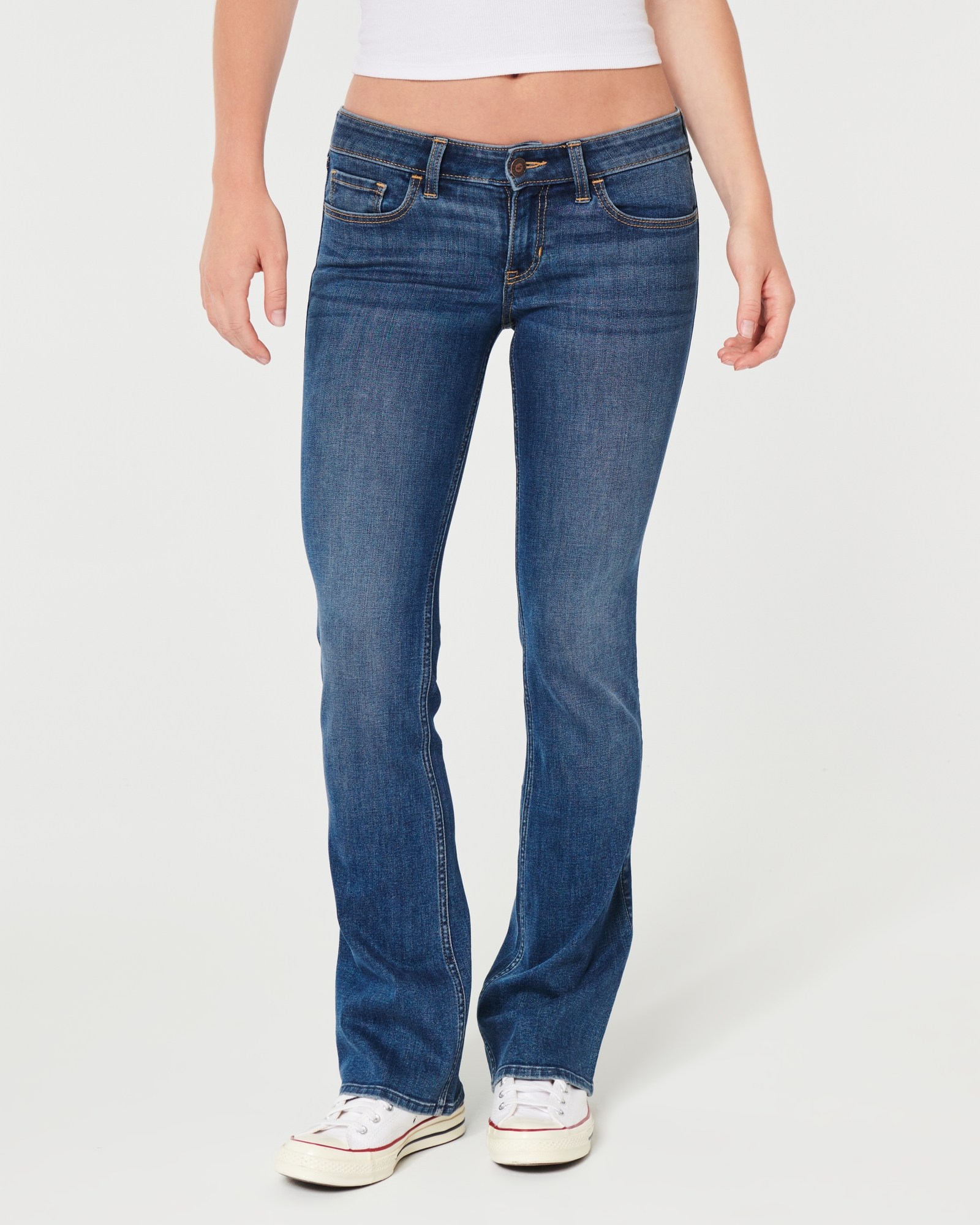 Hollister Co. DOUBLE SHANK BOOT - Flared Jeans - black/blue 