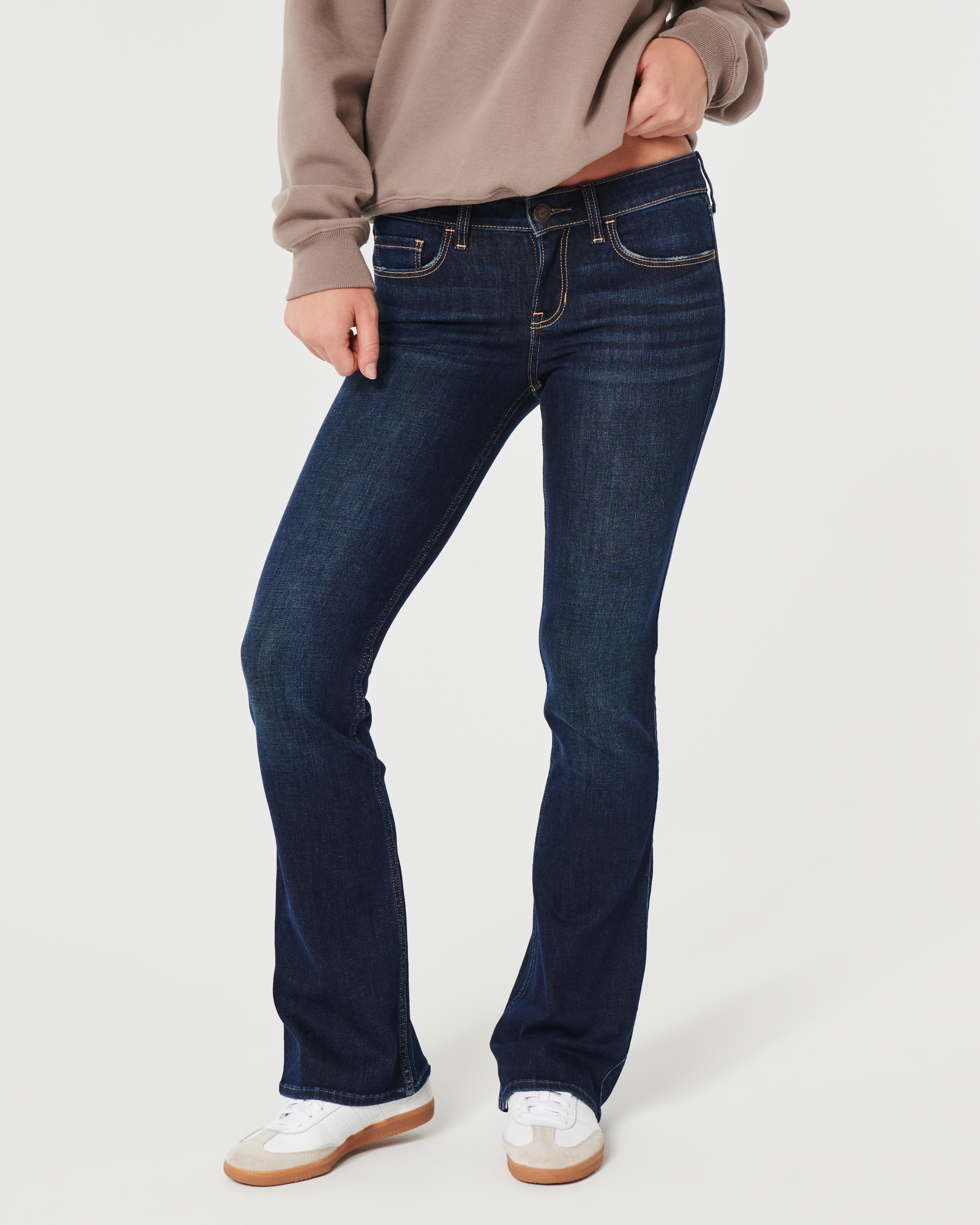 Low-Rise Dark Wash Boot Jeans