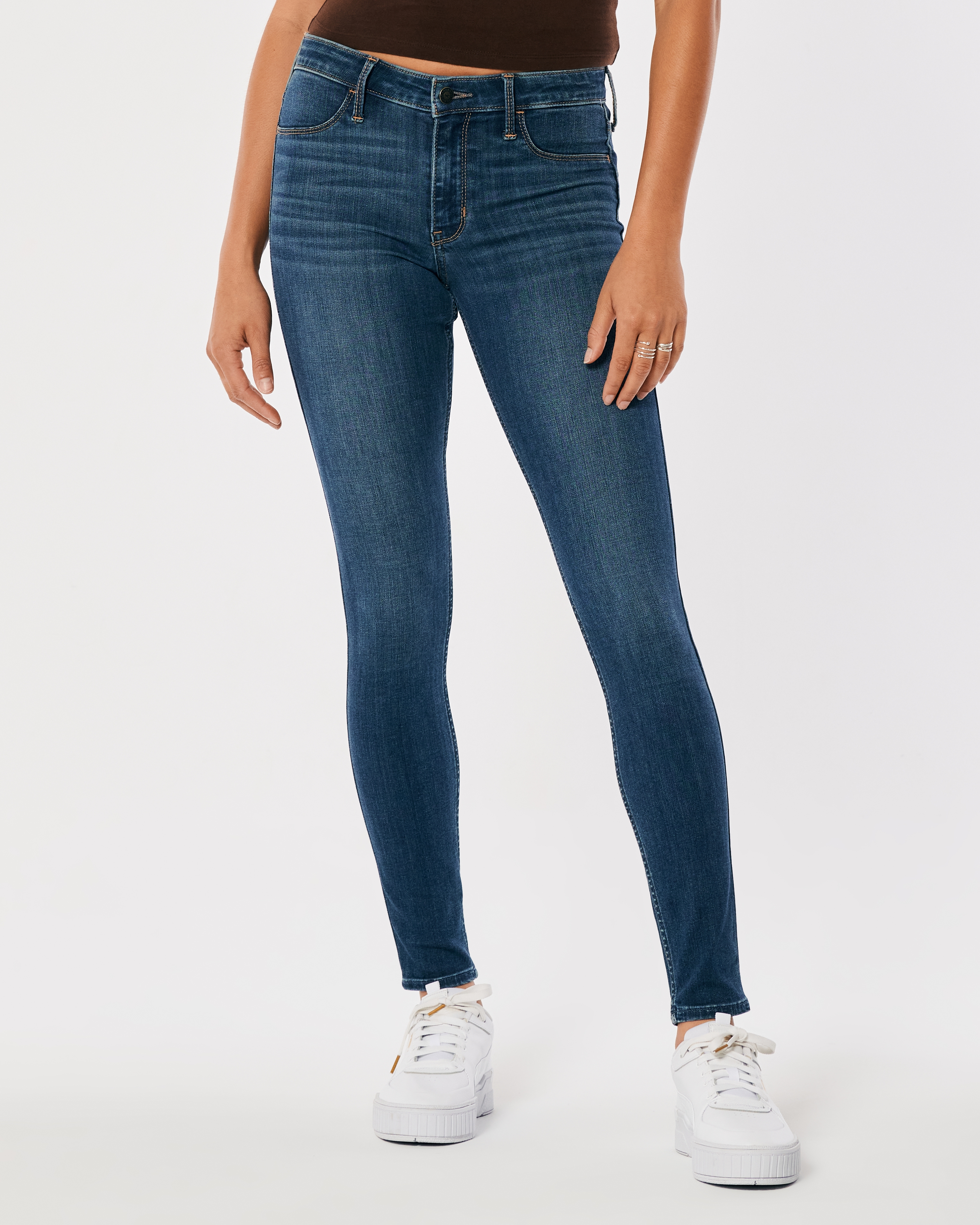 Hollister Mid-Rise Ripped Medium Wash Jean Leggings