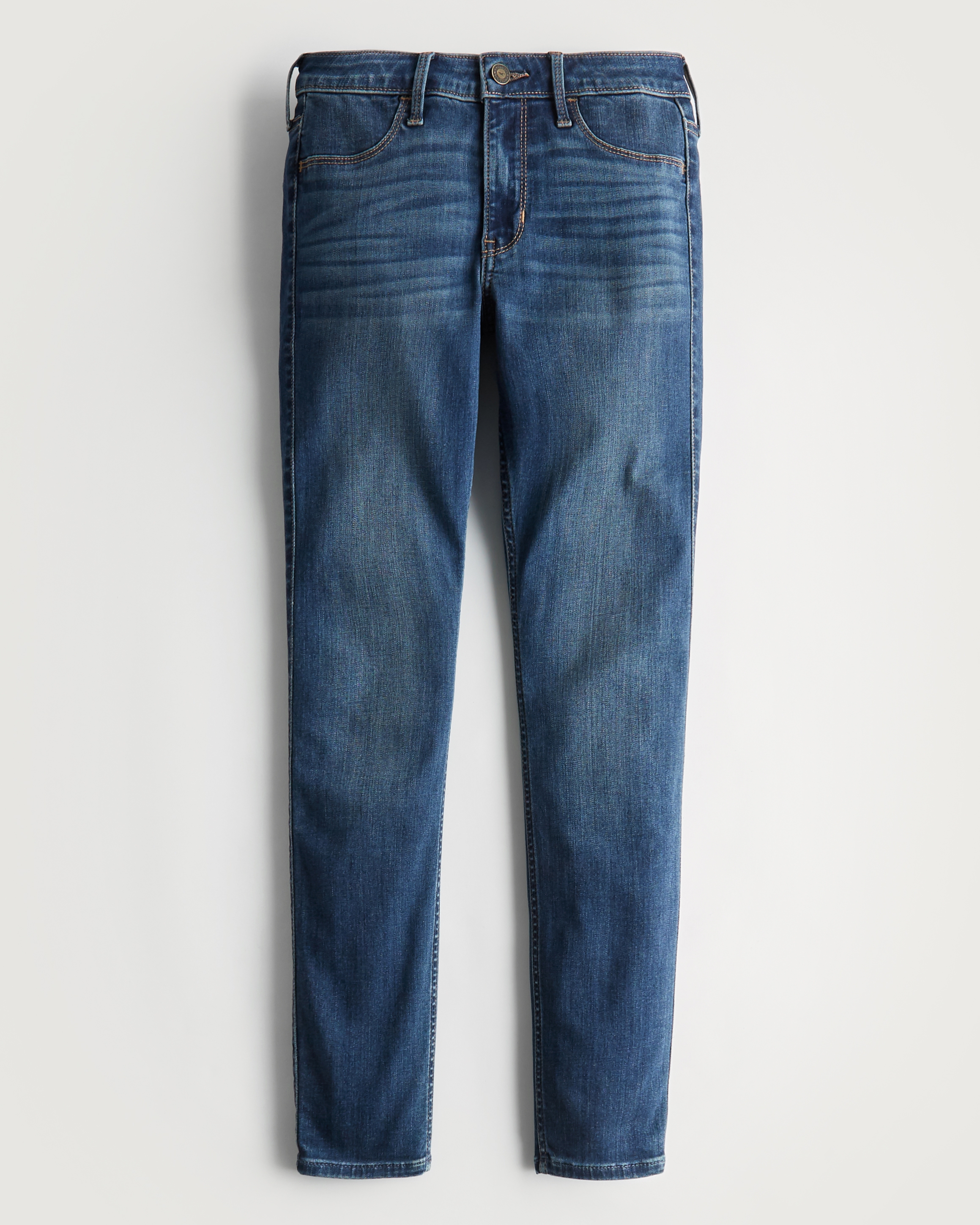 Hollister Lightweight Low-rise Medium Wash Striped Baggy Jeans in Blue