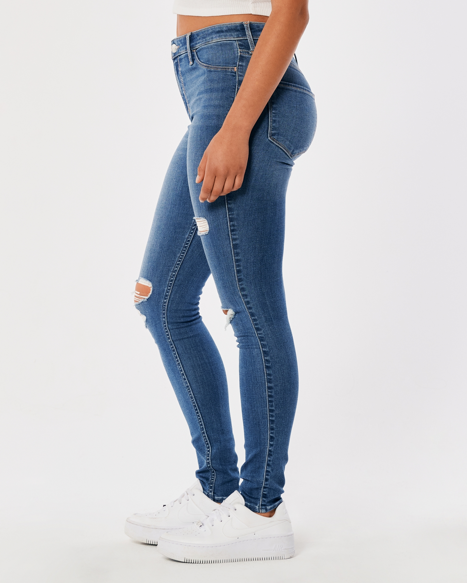 Glistening Jeans - Medium Wash  Womens ripped jeans, Ripped high waisted  jeans, High waist jeggings