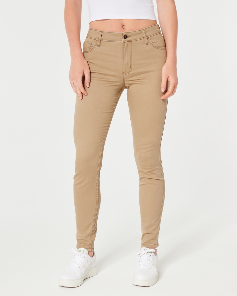 Girls' Super Stretch Pants - Khaki, Skinny Leg, Size 16