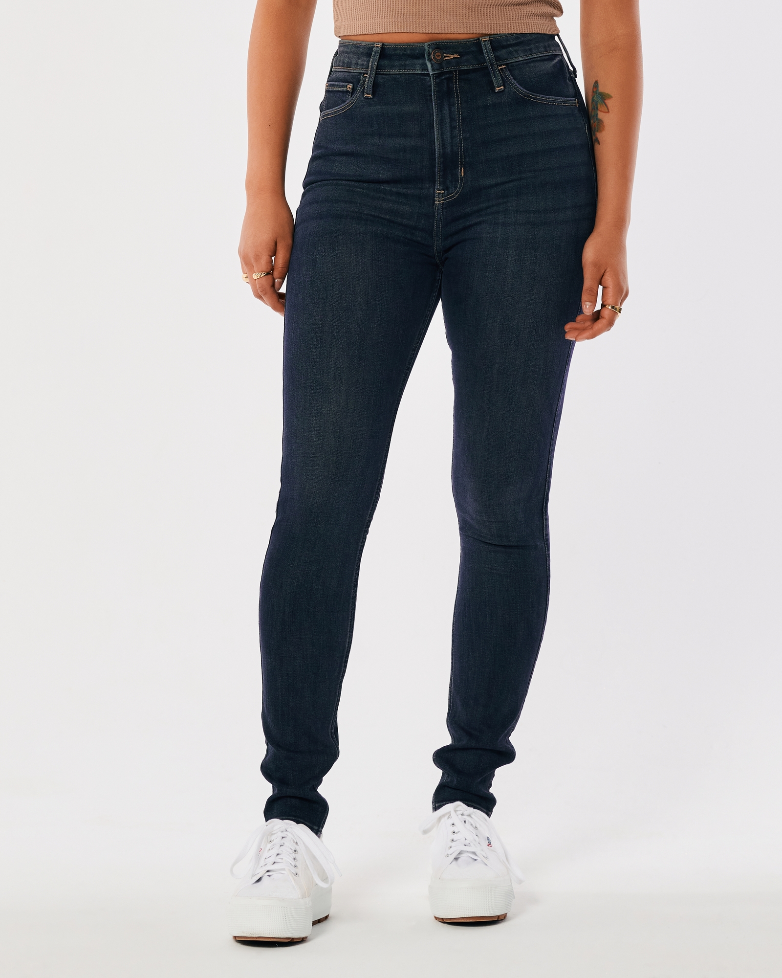 Hollister Women Ultra High Rise Super Skinny Jeans Size 7R/28 Distressed  Denim