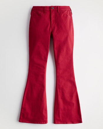 Women's High-Rise Red Flare Jeans, Women's Clearance