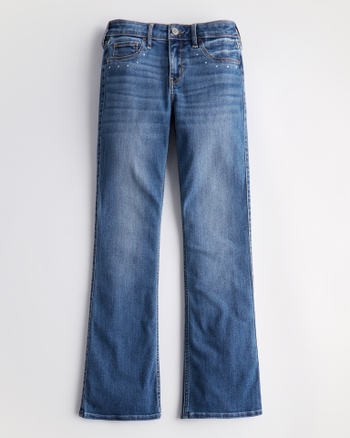 Women's Low-Rise Medium Wash Embellished Pocket Y2K Boot Jeans | Women ...