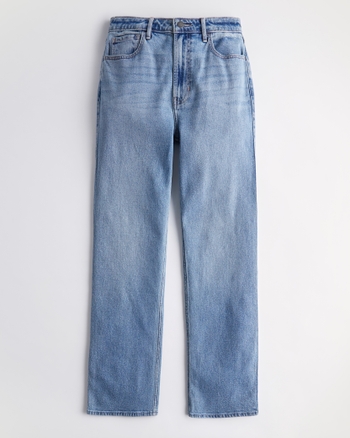 Hollister ULTRA HIGH-RISE RIPPED MEDIUM WASH VINTAGE STRAIGHT JEANS 11R