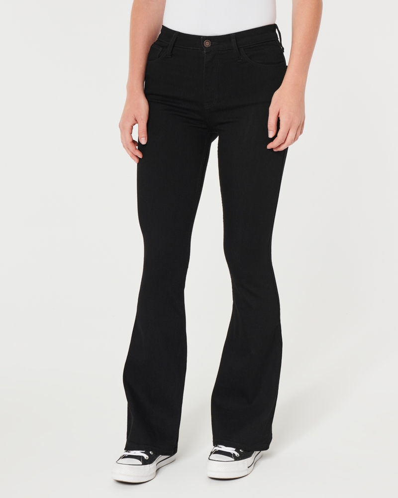 Women's High-Rise Black Flare Jeans | Women's Bottoms | HollisterCo.ca