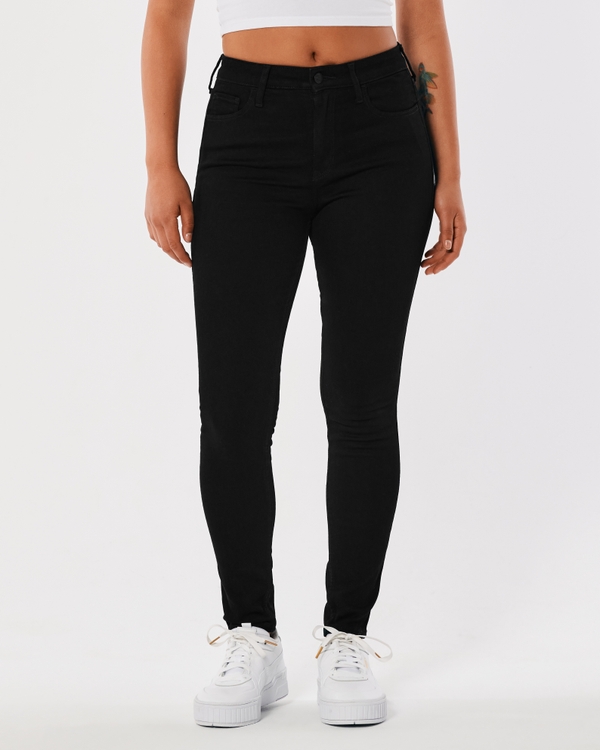 High-Rise Black Super Skinny Jeans, Black view 2