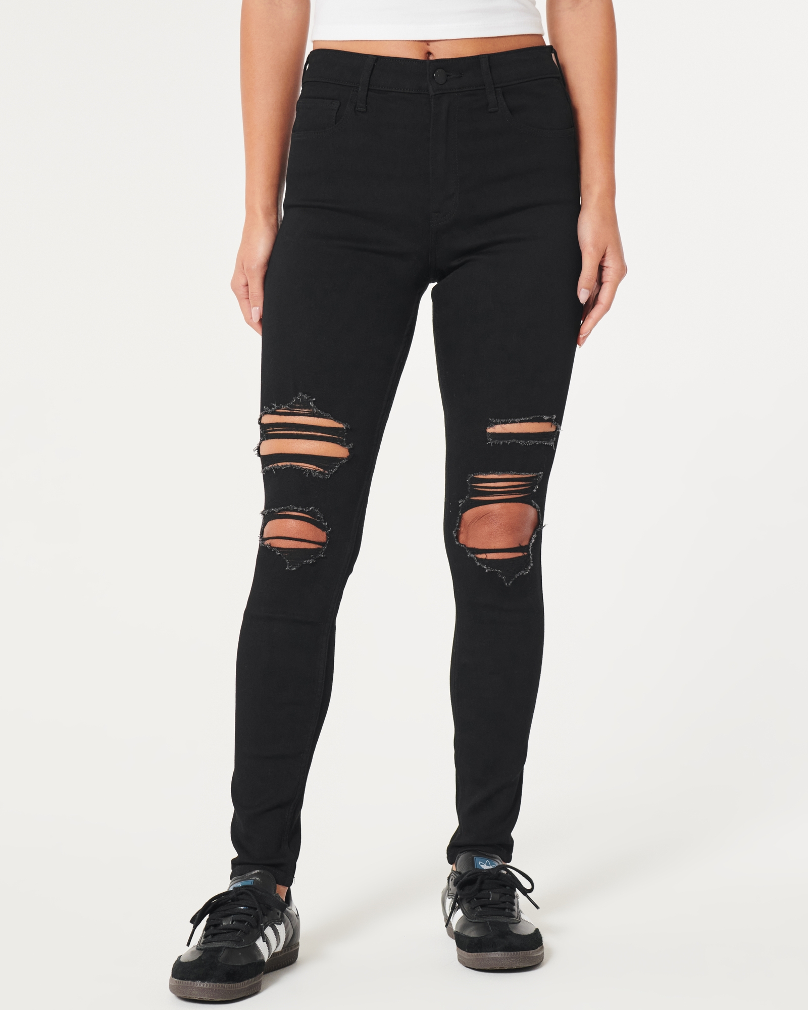 Hollister Womens Advanced Stretch Super Skinny Jeans W28 L30 Dark  Distressed NWT