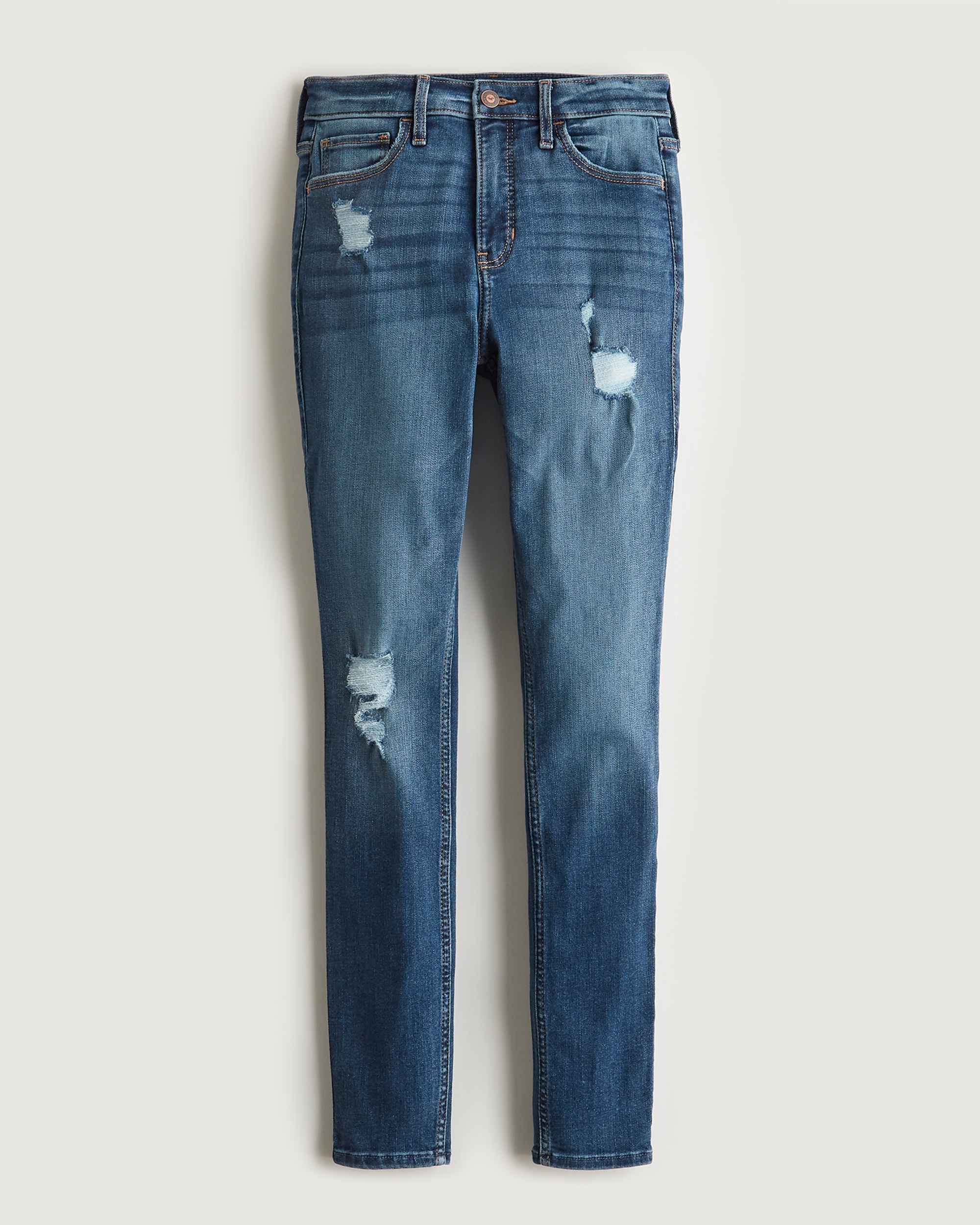 High-Rise Ripped Medium Wash Super Skinny Jeans