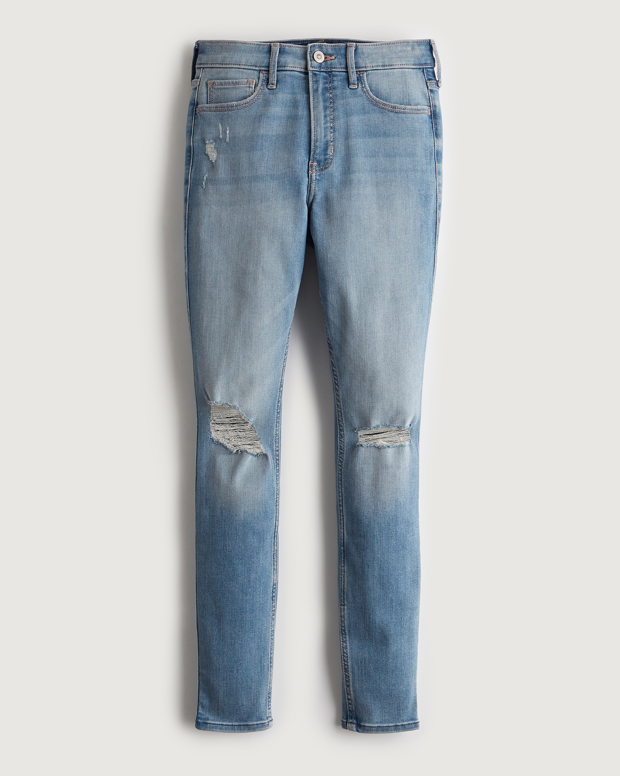 High-Rise Ripped Light Wash Super Skinny Jeans