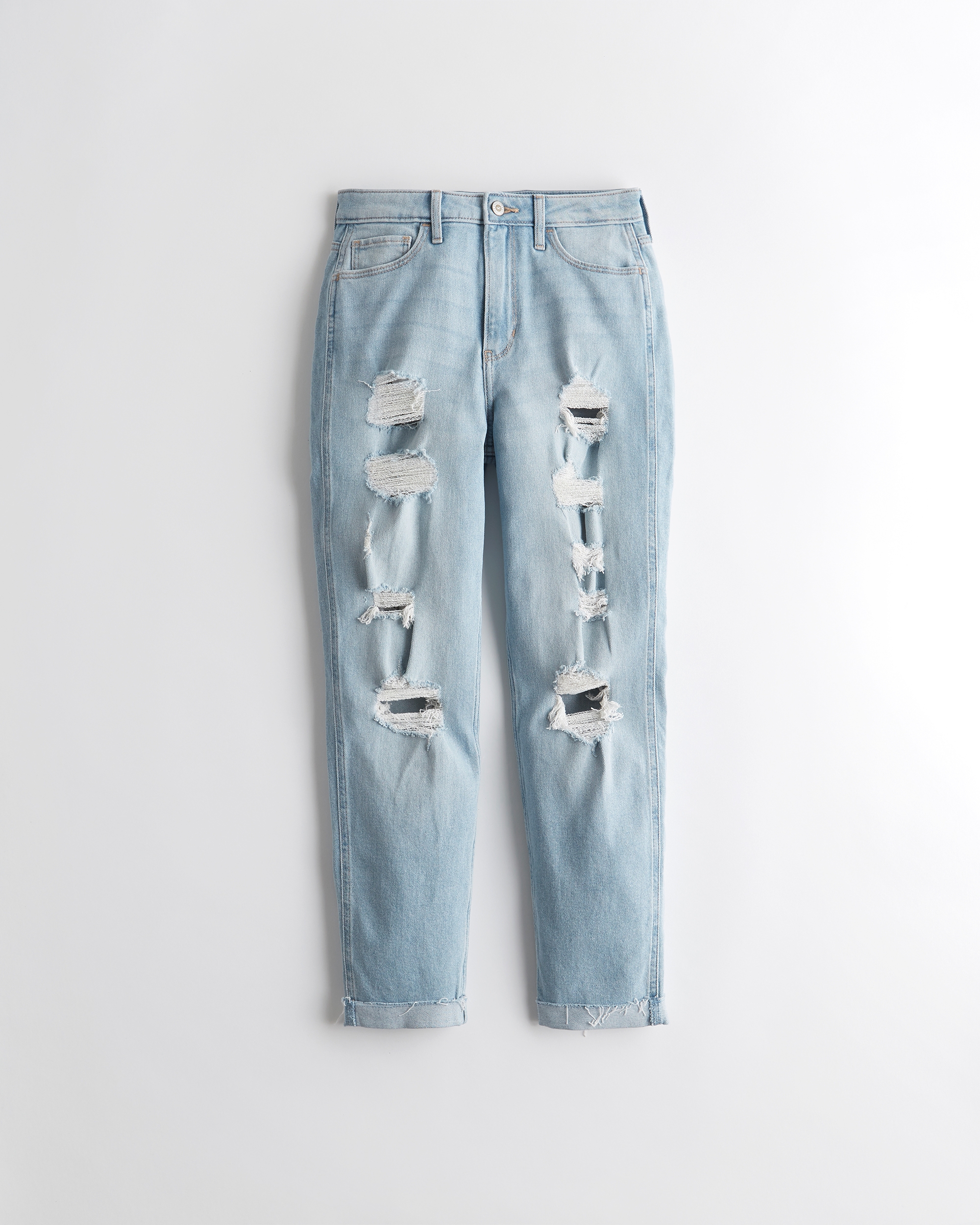 ripped light wash mom jeans