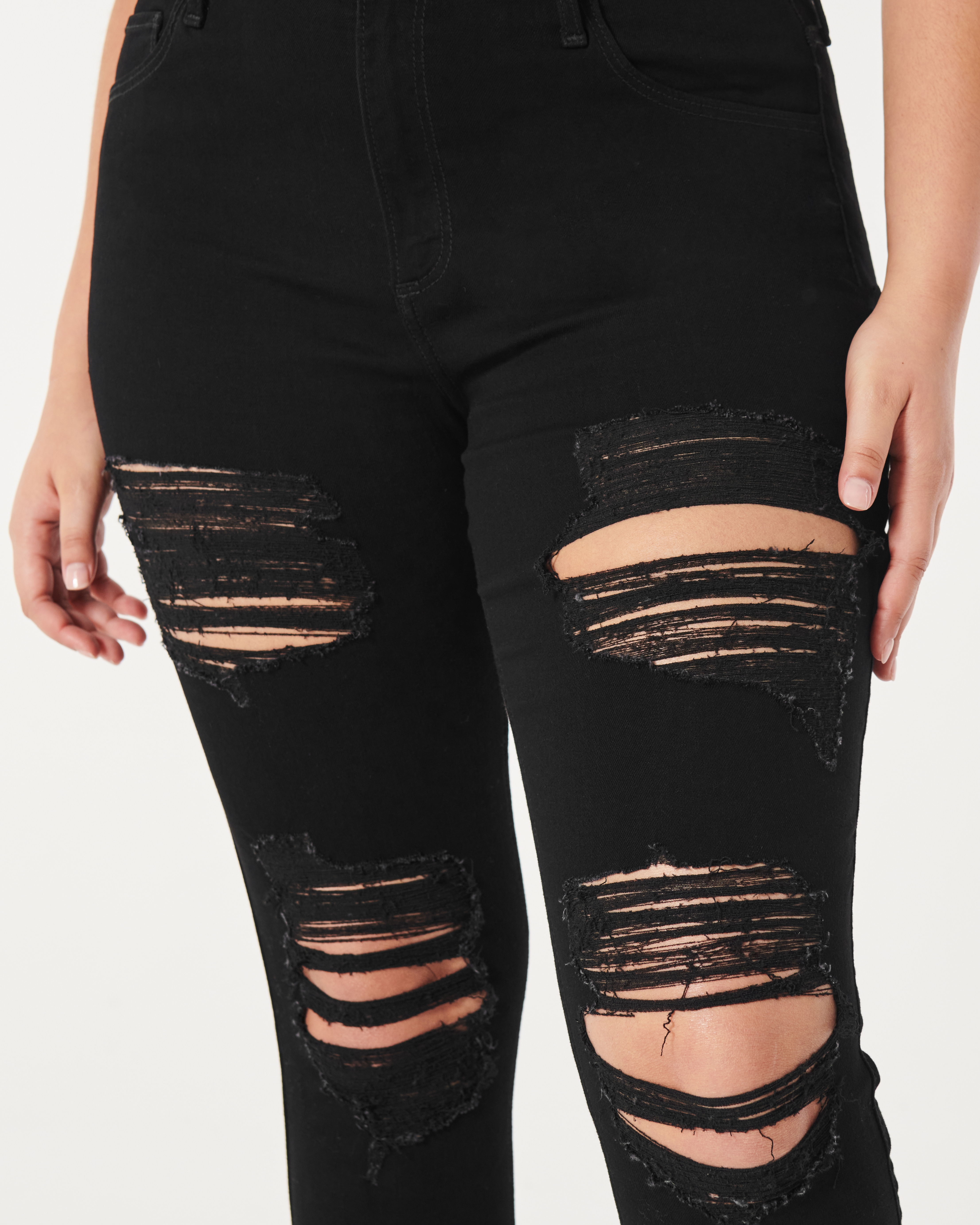 Hollister Curvy High-Rise Ripped Black Super Skinny Jeans