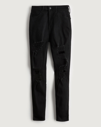 Udover nogle få Joke Women's Curvy High-Rise Ripped Black Super Skinny Jeans | Women's Bottoms |  HollisterCo.com