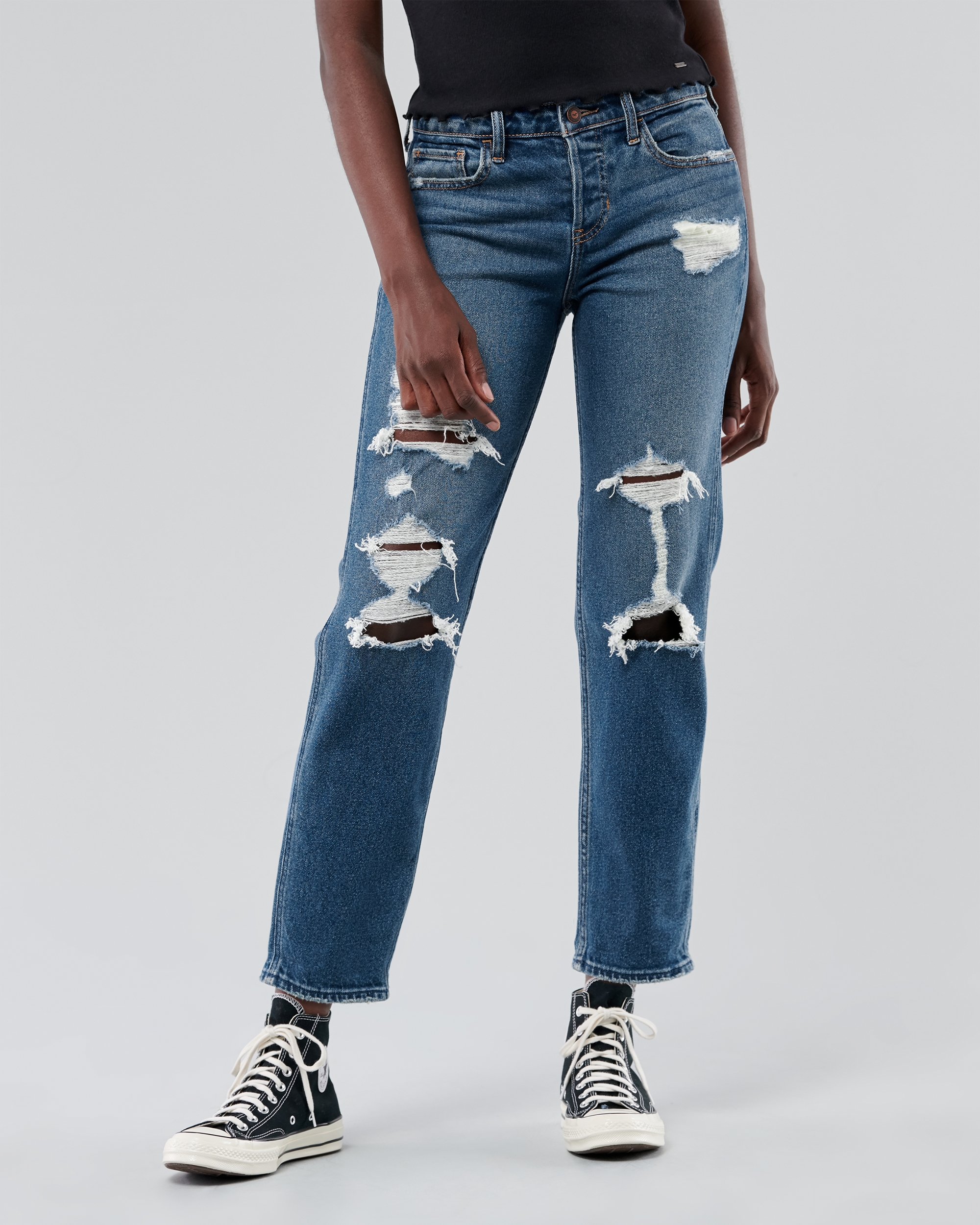 ripped boyfriend jeans hollister