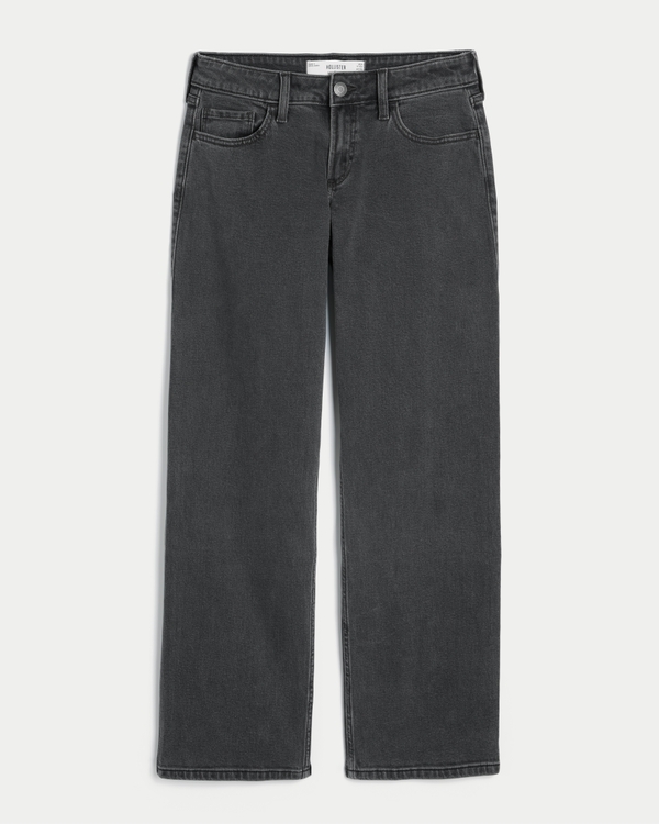 Low-Rise Dad Jeans, Washed Black view 1