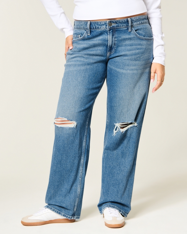 Low-Rise Ripped Dad Jeans, Medium view 2