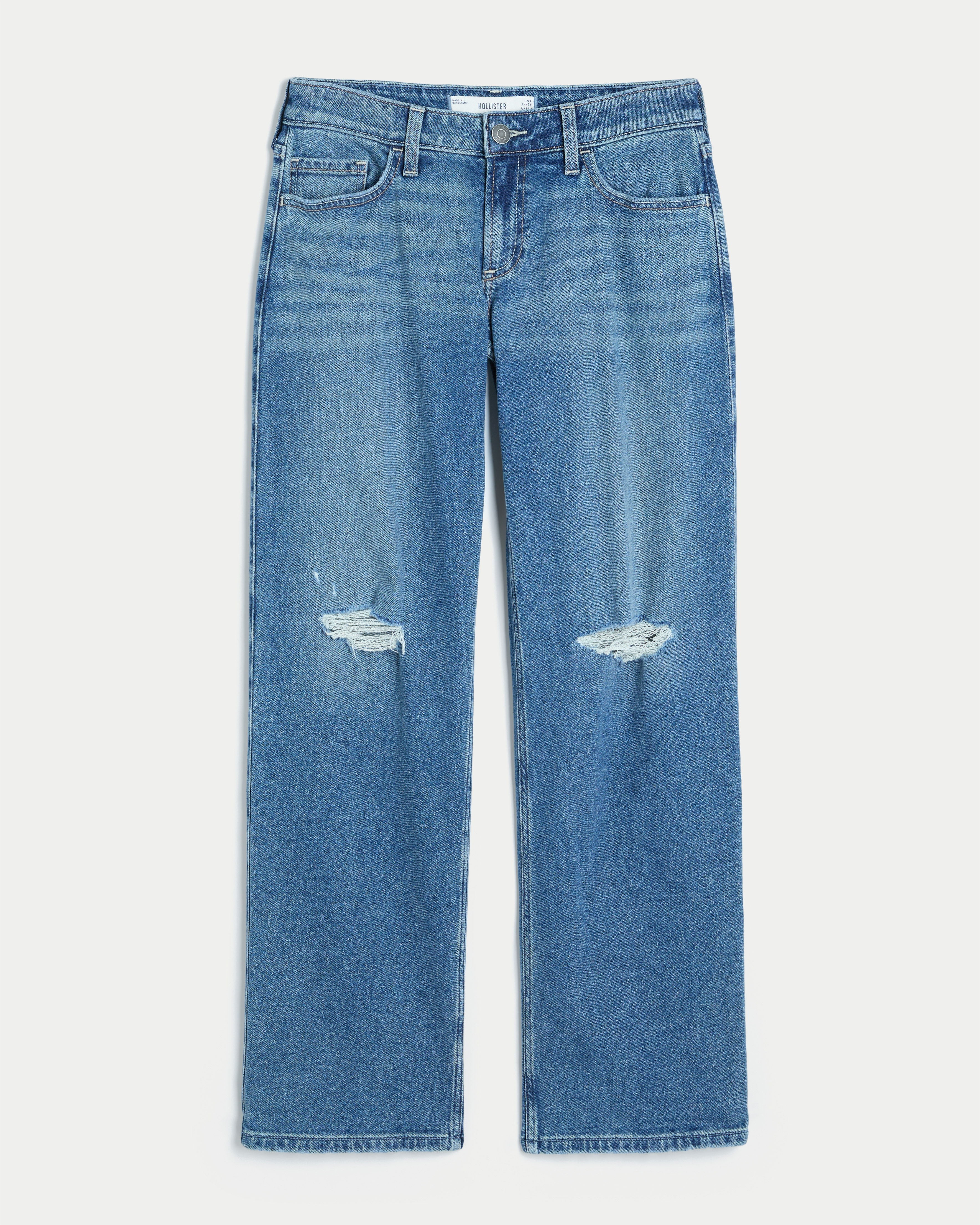 Low-Rise Ripped Dad Jeans